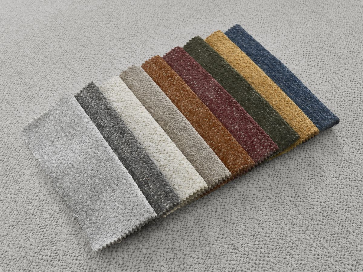 Bobochic Atilla Ecksofa mit Schlaffunktion und Bettkasten und Pouf Melange-Stoff Hellgrau Ecke links