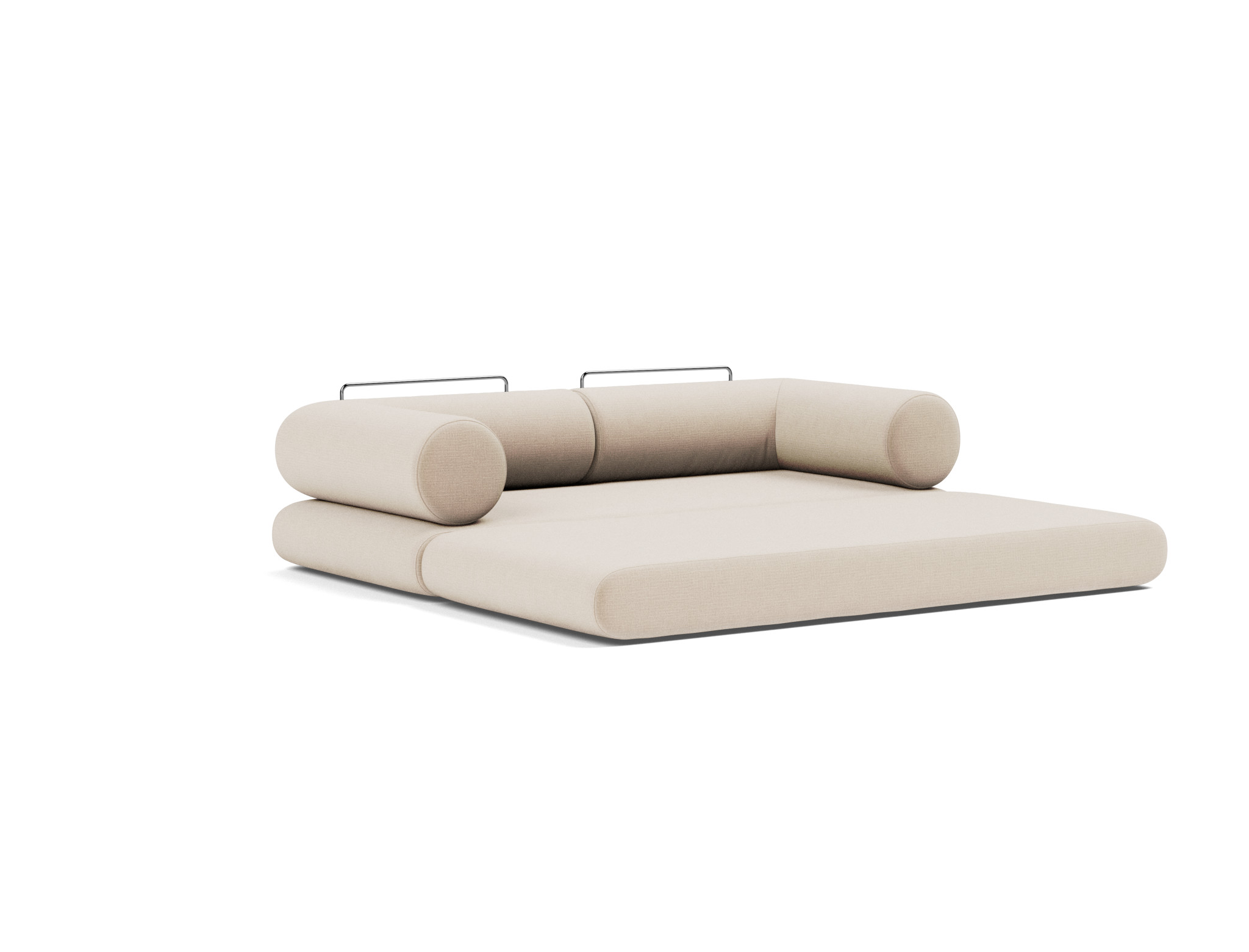 Tagesbett Circlus mit L-förmigen Armlehnen Chenille Esina 410-Almond-Beige