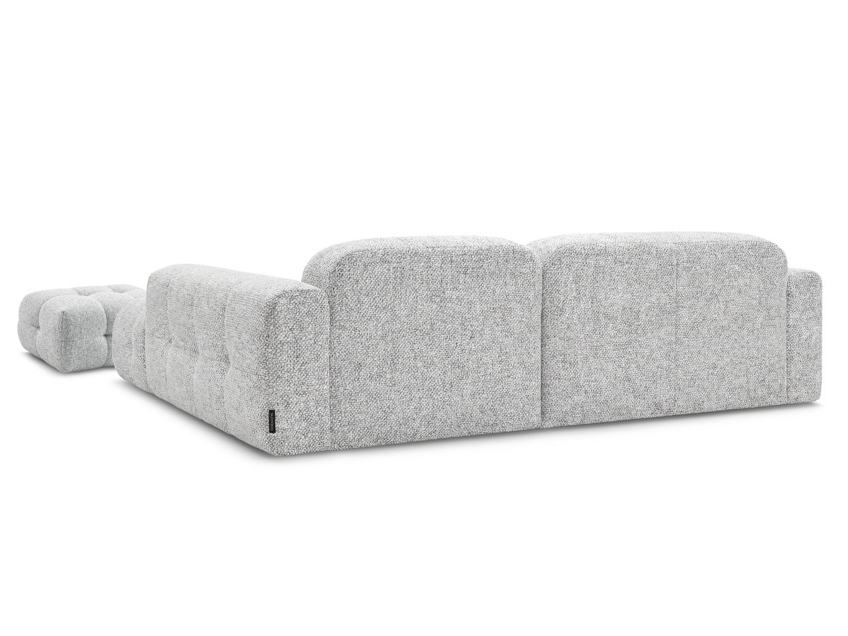 Bobochic Laura Ecksofa mit kleinem Pouf Melange-Stoff Hellgrau Ecke links