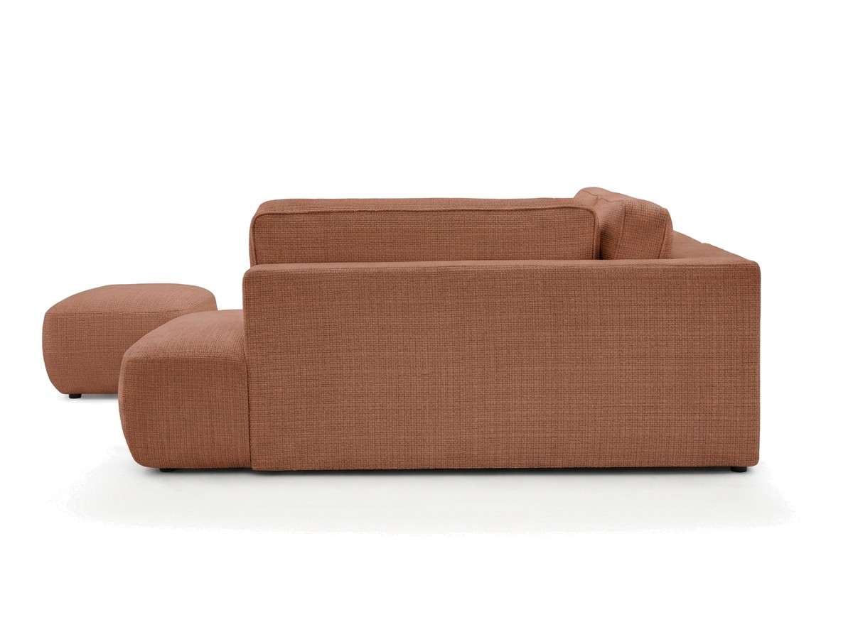 Bobochic Denise Ecksofa mit Schlaffunktion und Bettkasten und Pouf 256 × 197 cm Strukturstoff Orange Ecke rechts