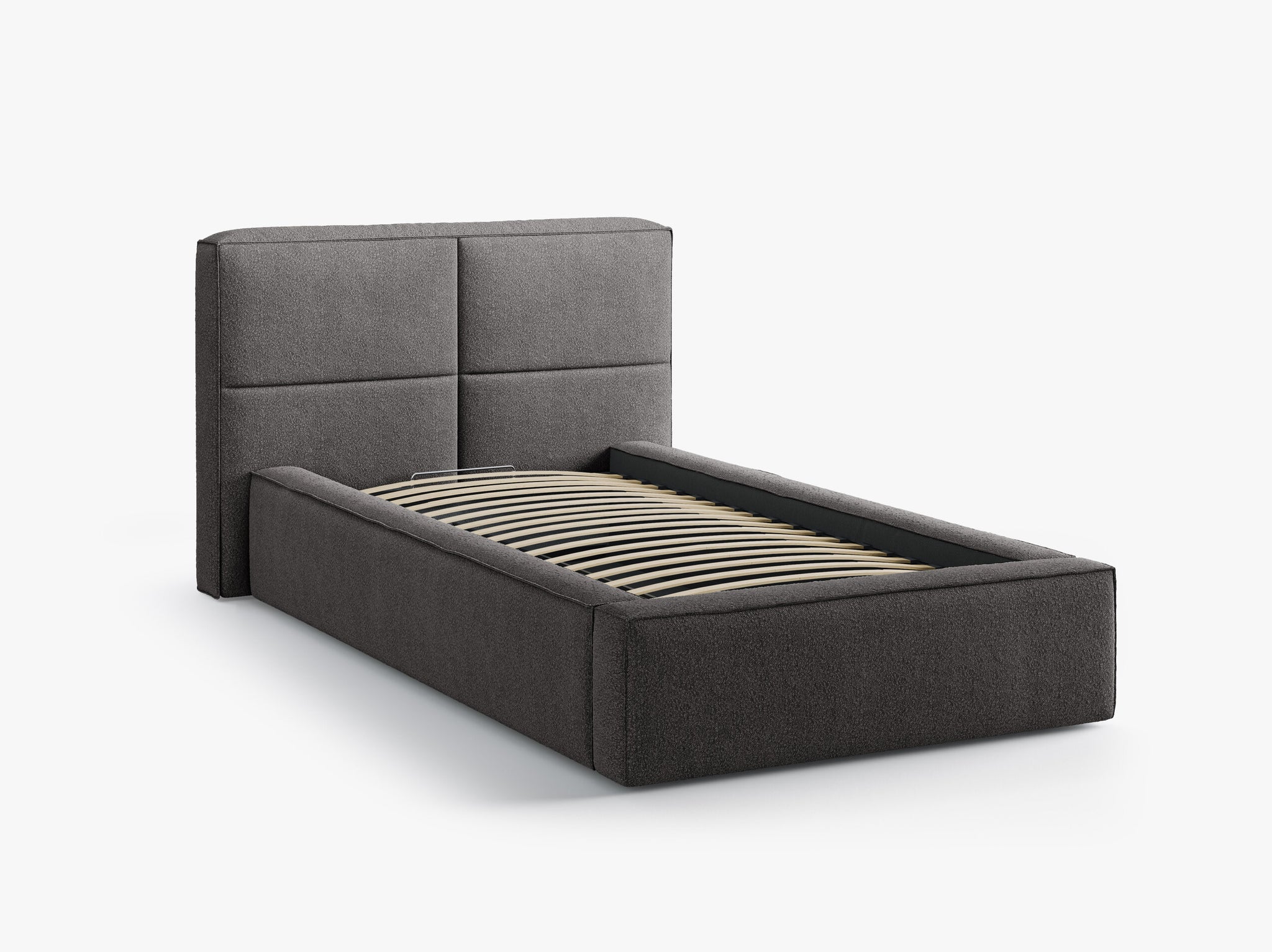 Micadoni Stauraumbett mit Kopfteil Darren Boucle Legend Graphit 90x200