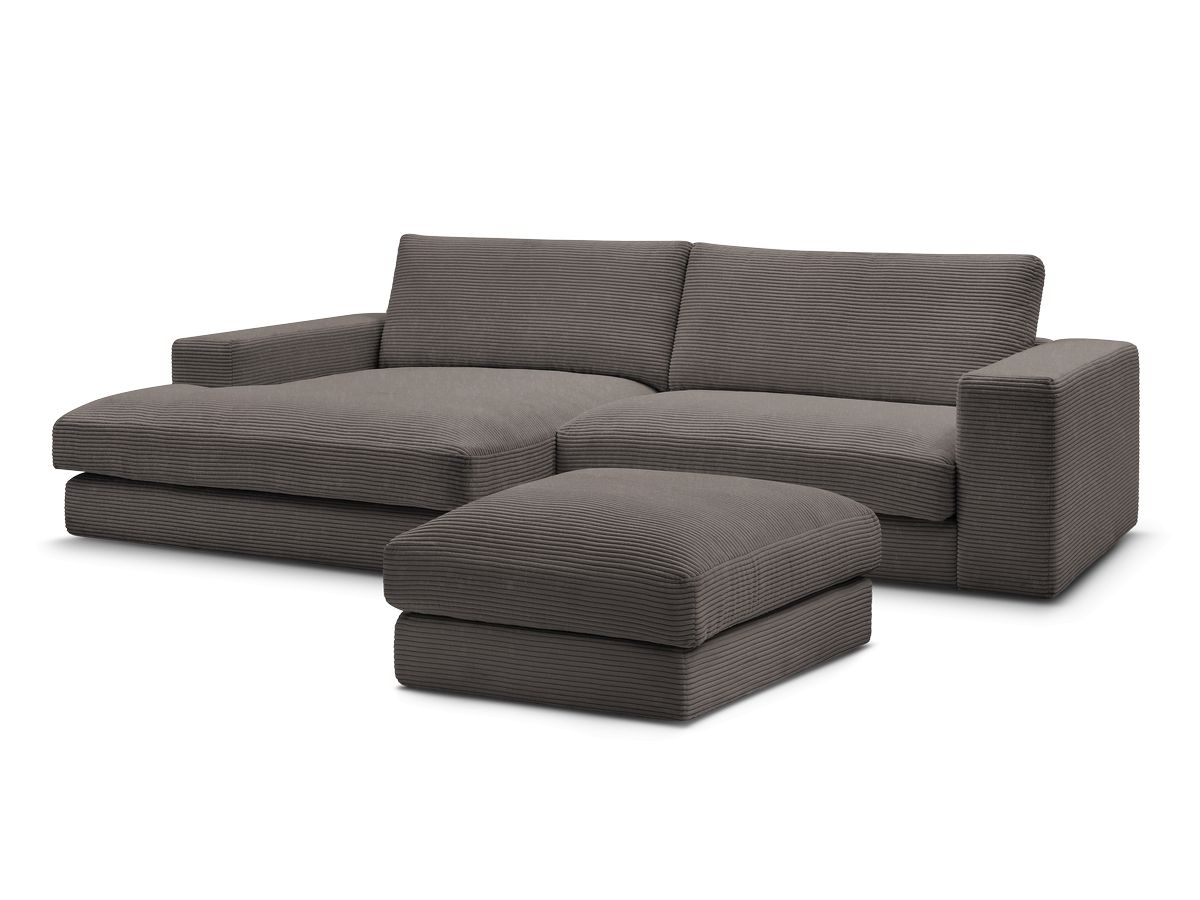 Bobochic Leonard Ecksofa mit Pouf 234 × 159 cm Cordsamt Braun Ecke links