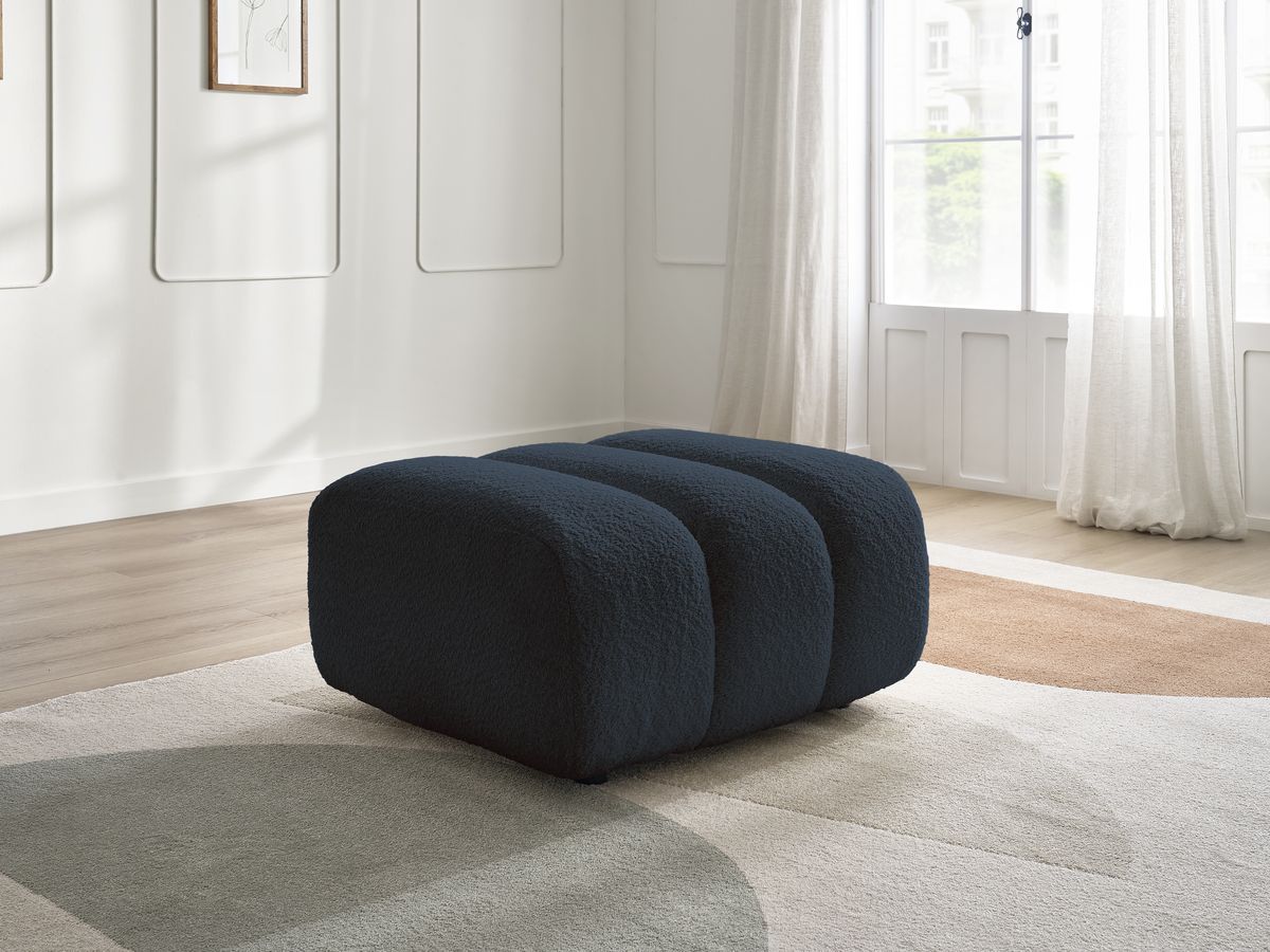 Bobochic Talia Pouf Bouclé-Stoff Dunkelblau