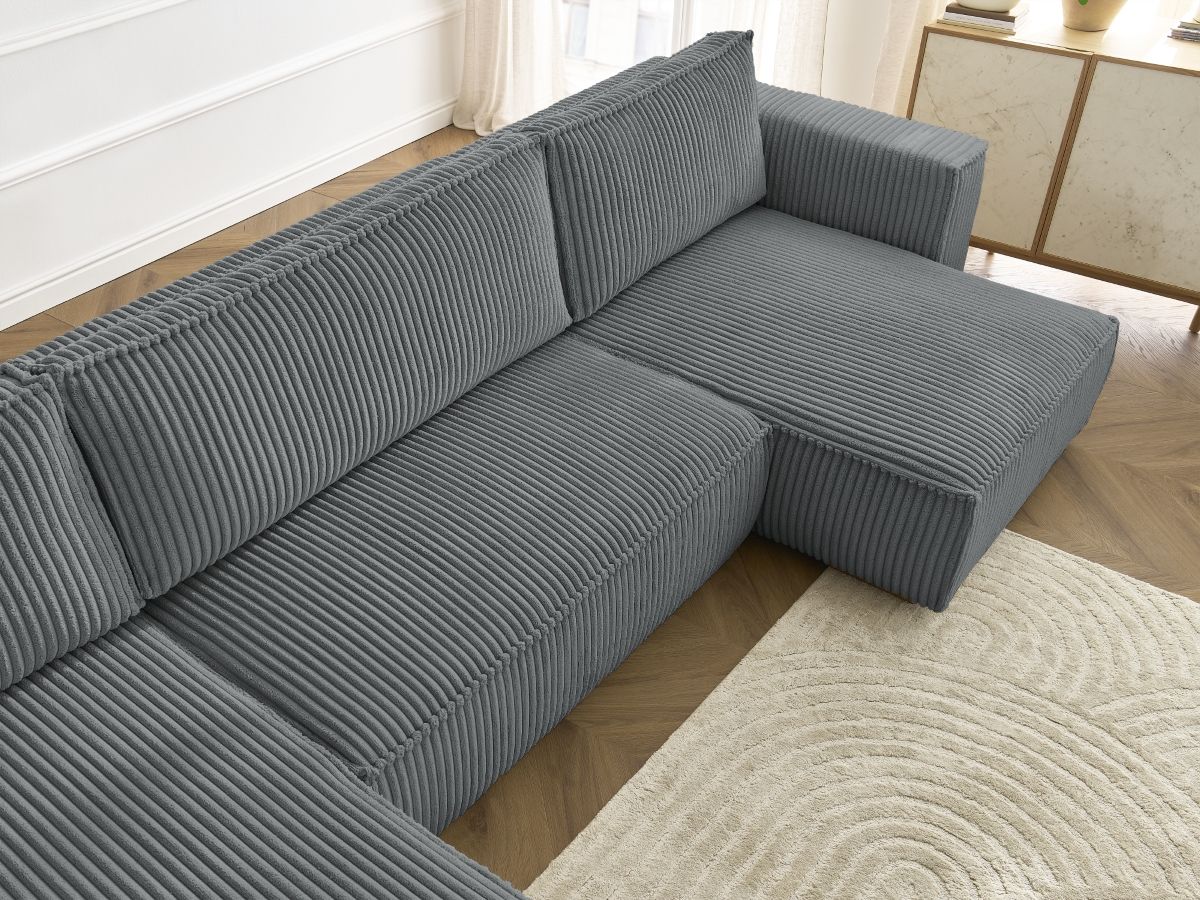 Bobochic Chelsea Wohnlandschaft Breitcord weich Dunkelgrau
