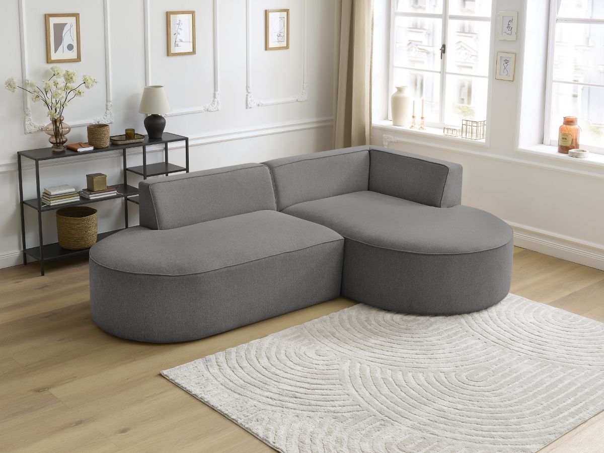 Bobochic Rousseau Ecksofa Melange-Stoff Dunkelgrau Ecke rechts