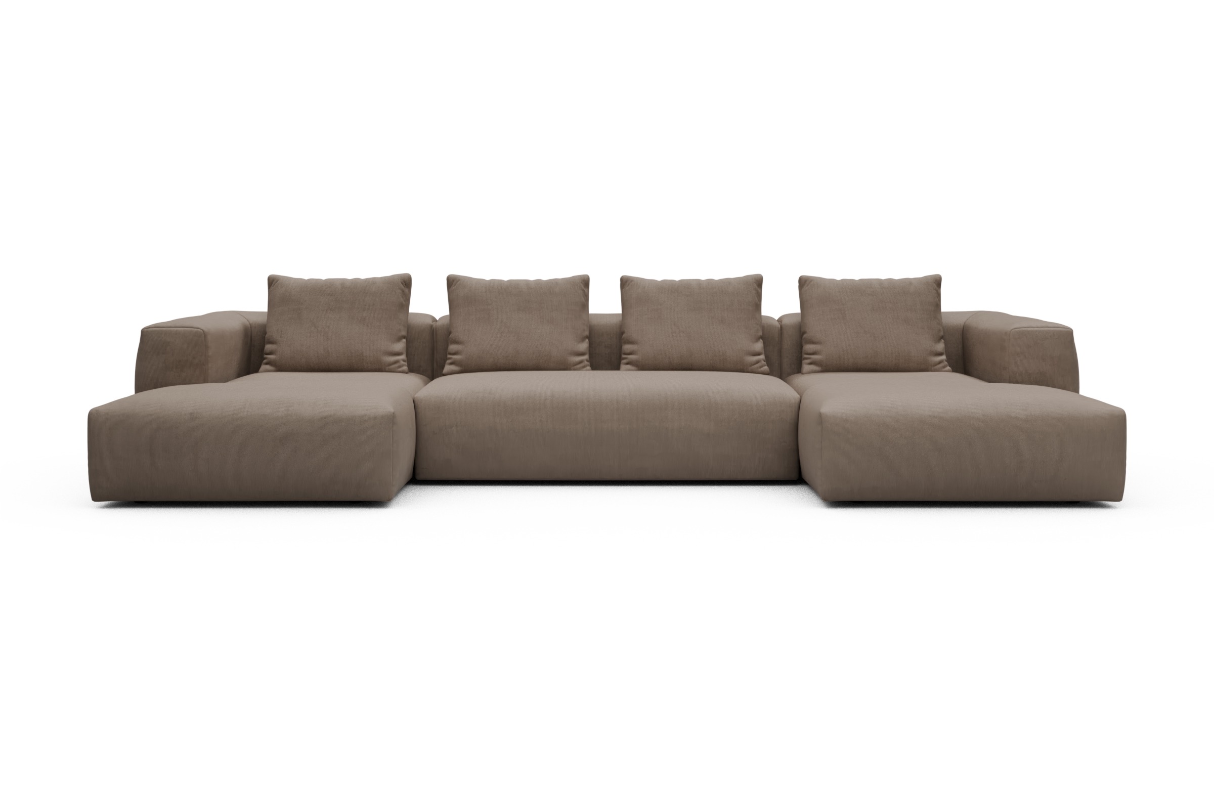Skandi Home Wohnlandschaft Fred mit 2-Sitzer und Chaiselongue beidseitig Cordufine-Biege moebelfaktor