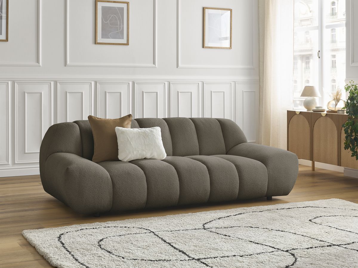 Bobochic Hayden Sofa 2-Sitzer Bouclé-Stoff Braun