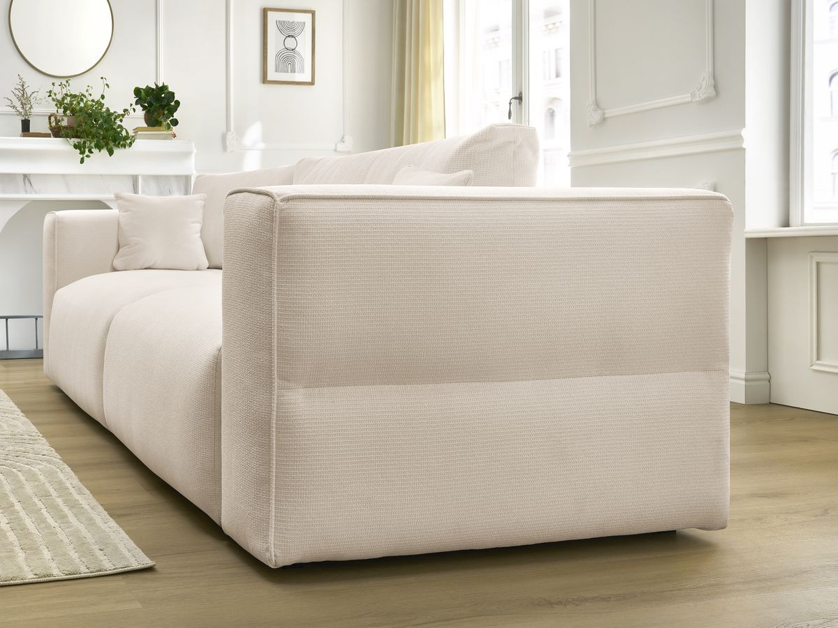 Bobochic Ezechiel Schlafsofa 3-Sitzer mit Bettkasten Melange-Stoff Beige