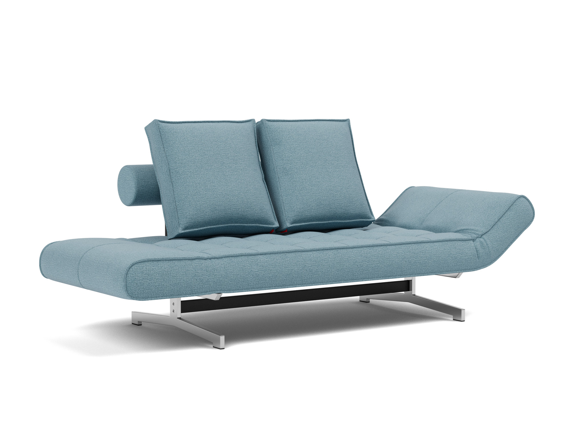 Tagesbett Ghia Flachgewebe Mixed Dance 525-Light-Blue Beine Chrom