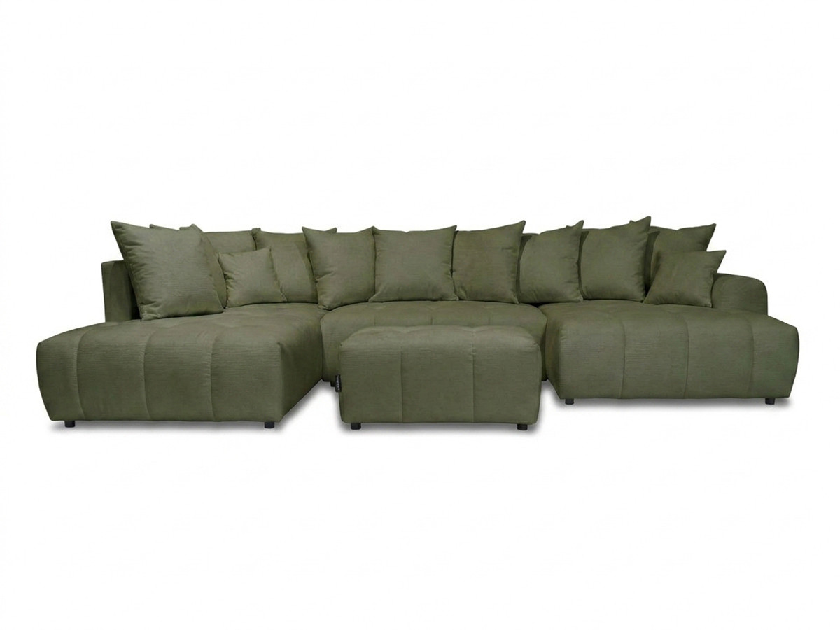 Bobochic Roxelane Wohnlandschaft mit Pouf Melange-Stoff Grün Ecke rechts