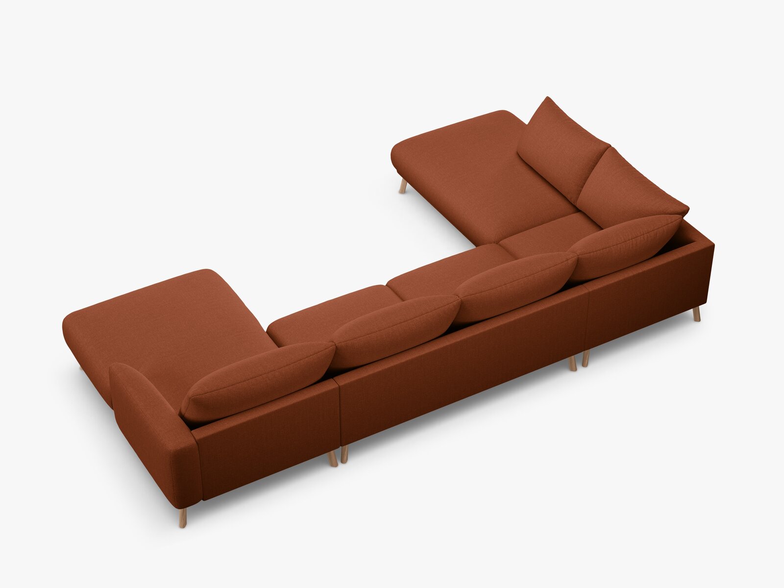 Micadoni Panorama Ecksofa Naomi 6-Sitzer Links Strukturierter Stoff Liberty Ziegel