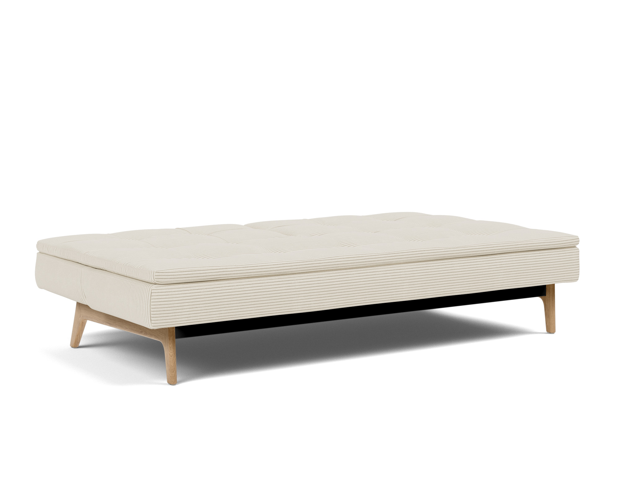 Schlafsofa Dublexo Kord Corduroy 594-Ivory Beine Eiche