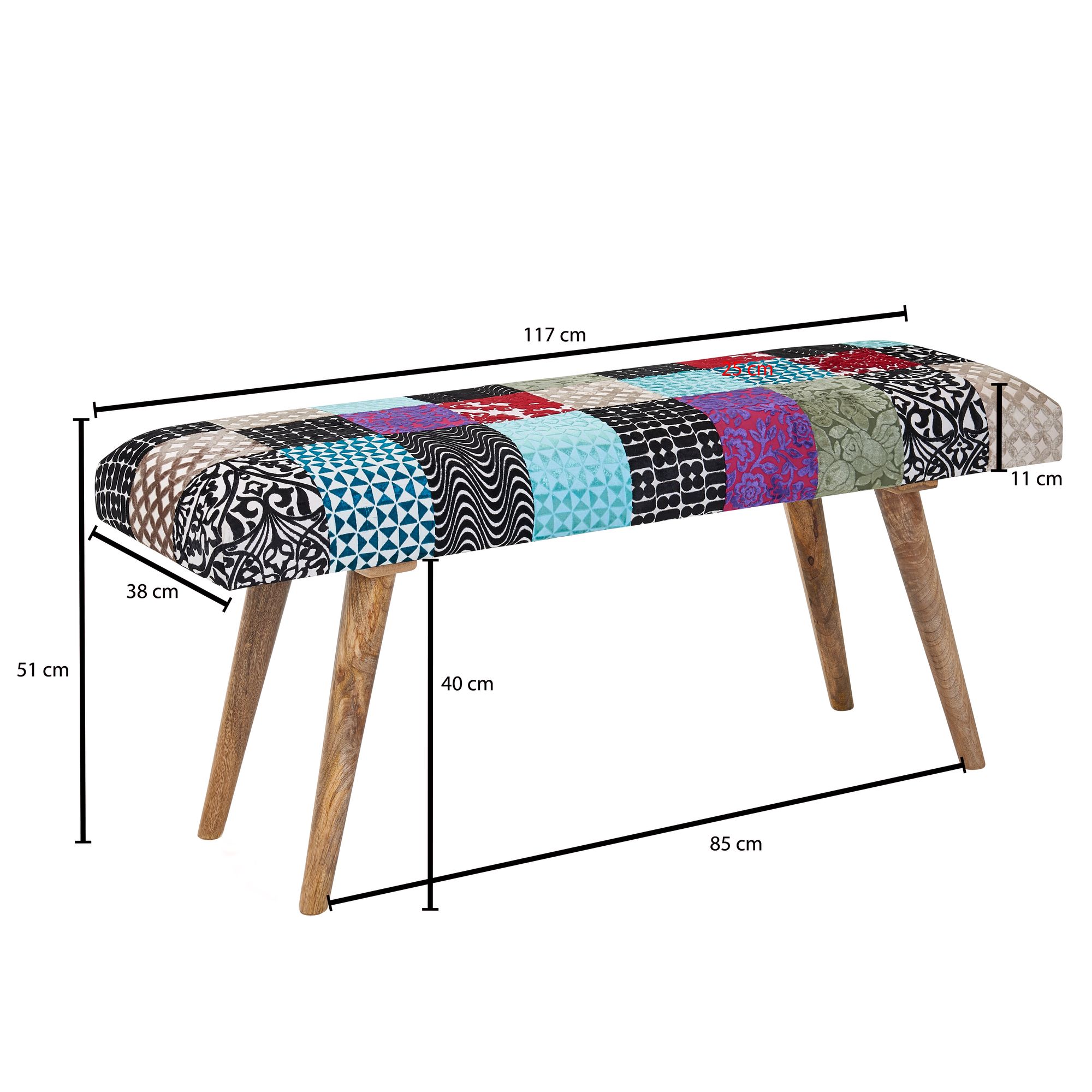 Sitzbank Hjalteyri Samt Bunt 117 × 38 × 51 cm