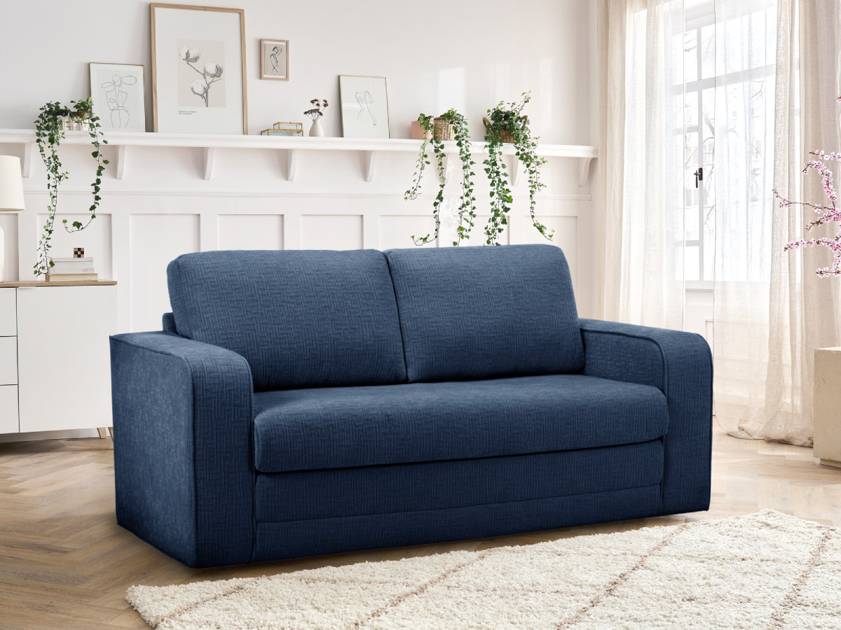 Bobochic Come Schlafsofa 2-Sitzer Strukturstoff Dunkelblau