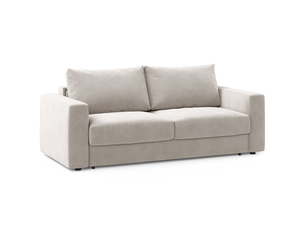 Cosmopolitan Design Schlafsofa Grena 3-Sitzer mit Bettkasten Samt Salvador Beige
