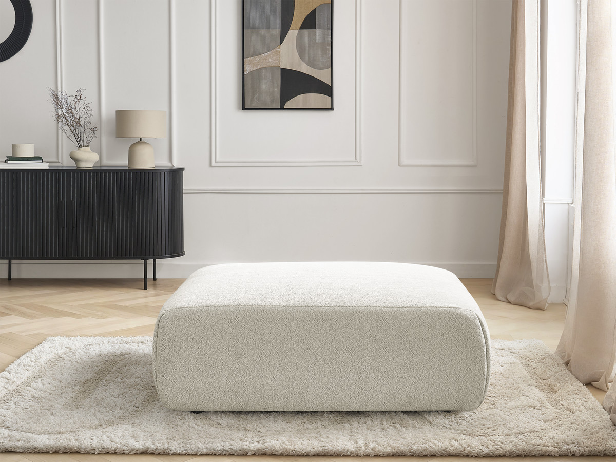Bobochic Jana Pouf 94 × 114 cm Melange-Stoff Weiß