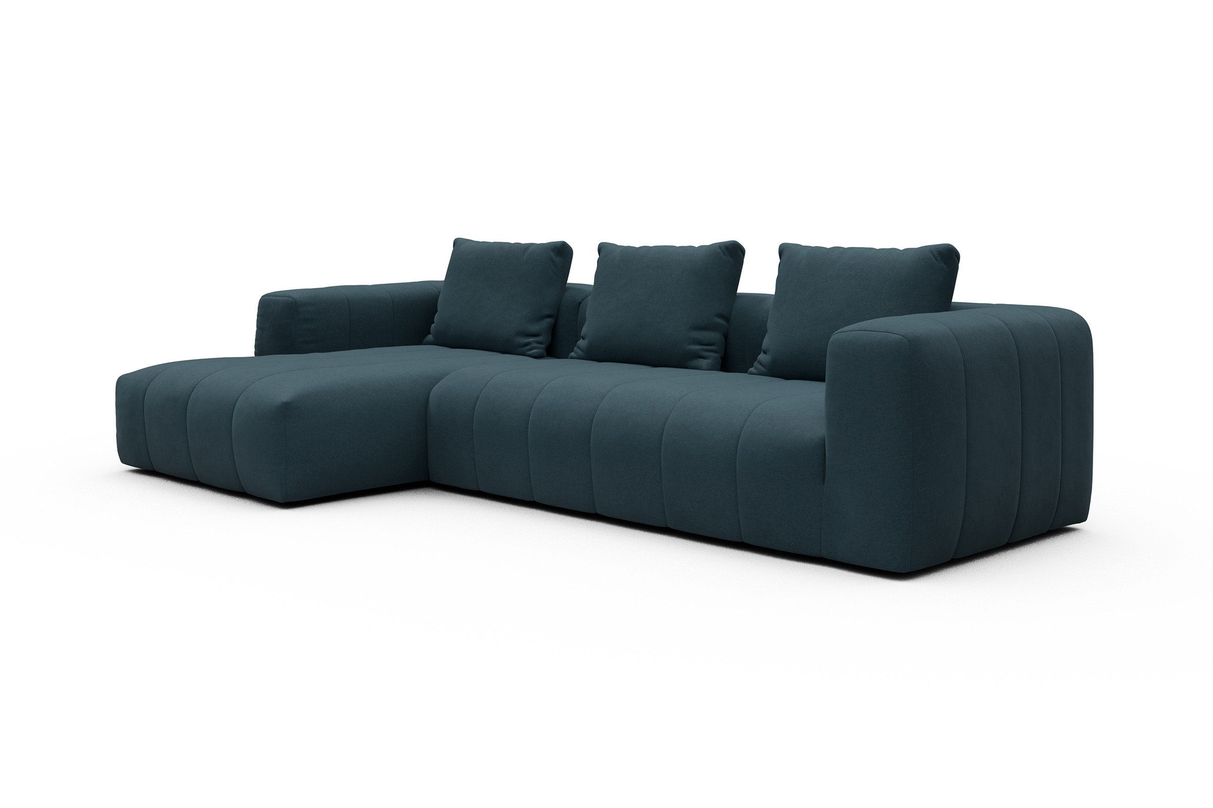 Ecksofa Hugo 2,5-Sitzer Armlehne rechts mit Chaiselongue Satya-Indigo