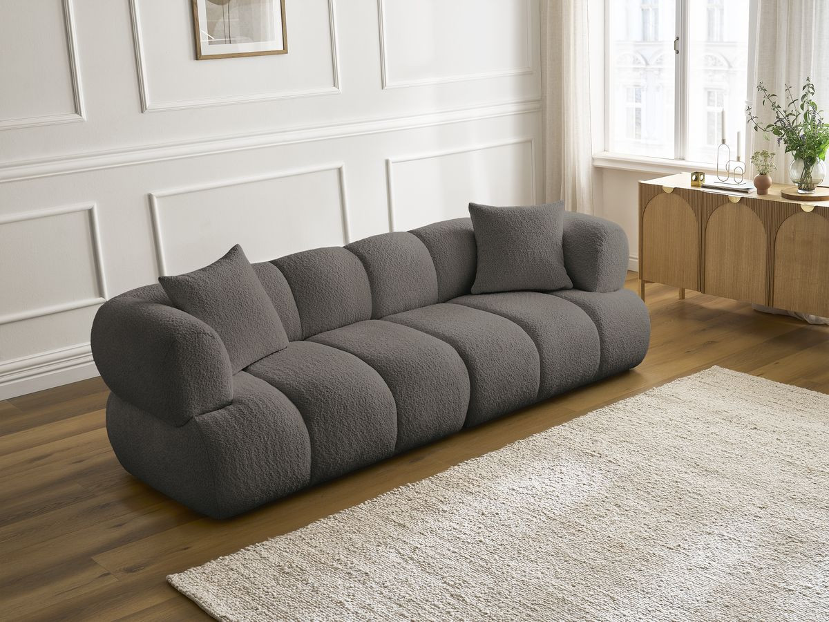 Bobochic Pamira Sofa 3-Sitzer Bouclé-Stoff Braun