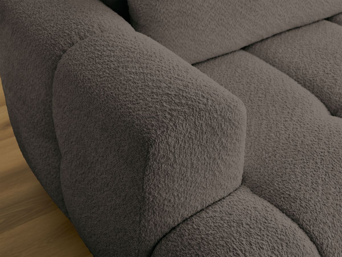 Bobochic Fuji Ecksofa mit Schlaffunktion und Bettkasten und Pouf 292 × 160 cm Bouclé-Stoff Braun Ecke rechts