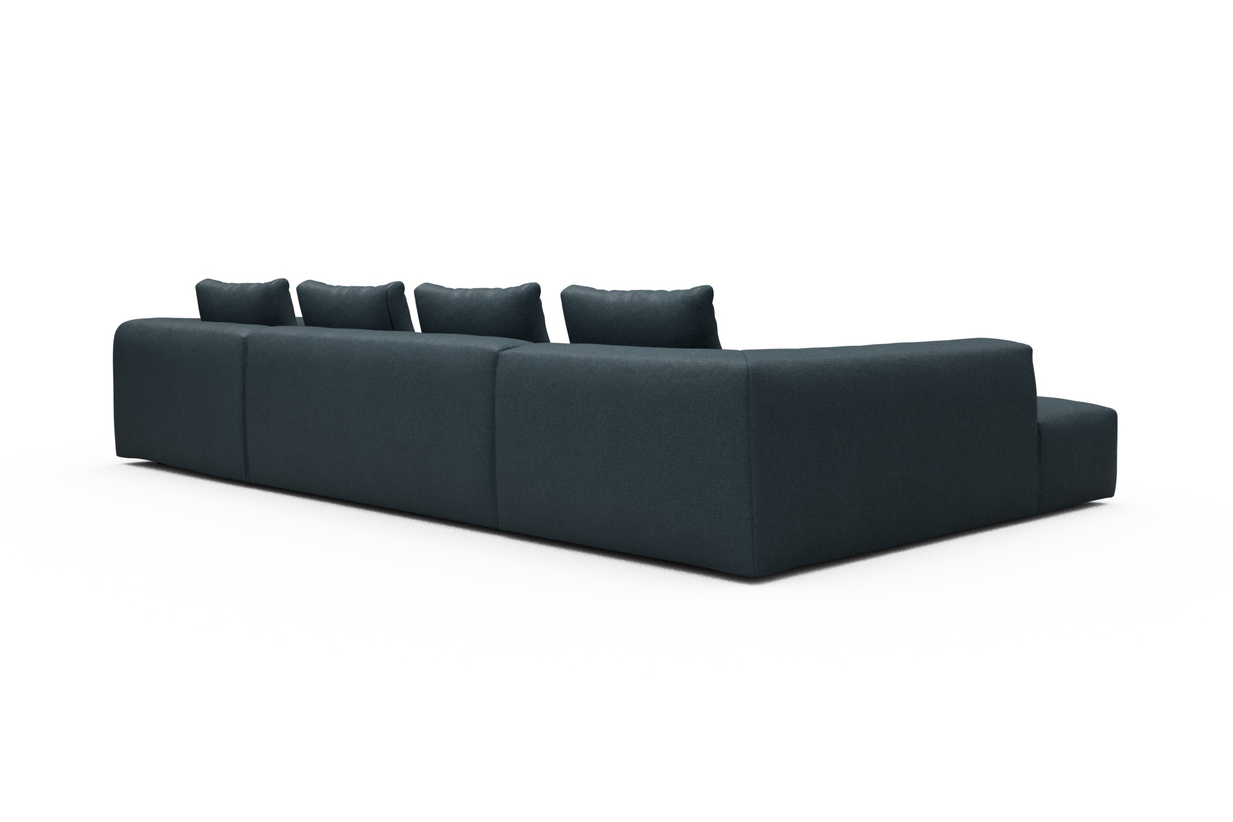 Wohnlandschaft Fred Relax-Ecke links mit 2-Sitzer und Chaiselongue rechts Strukturierter Stoff Denari 489-Royal-Blue