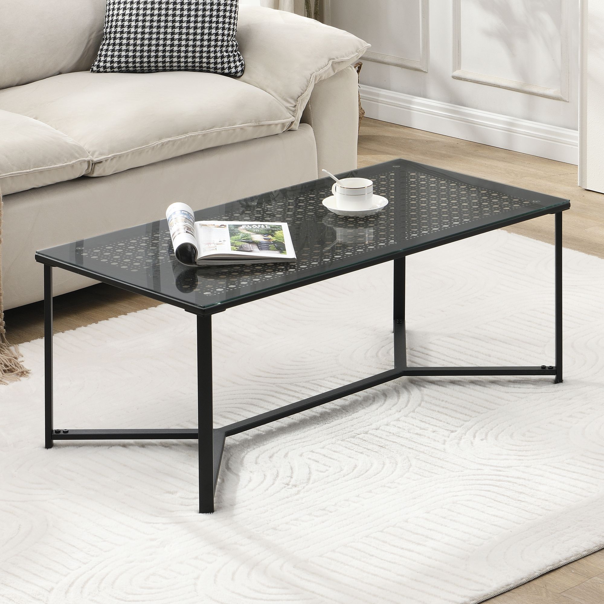 Couchtisch Isfjord Glas Schwarz 100 × 50 × 42 cm