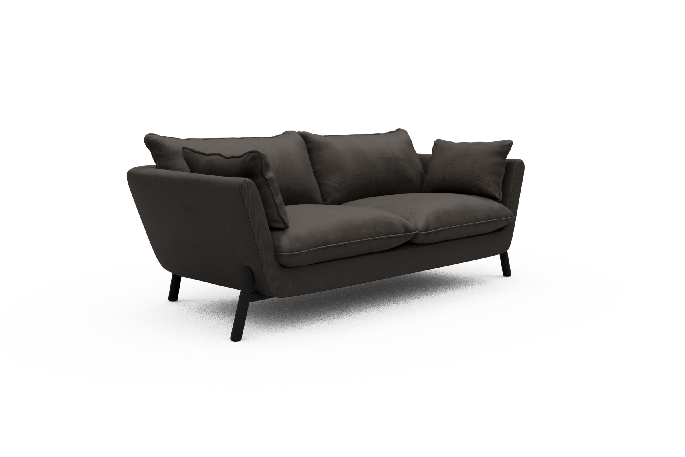 Sofa Emil PREMIUM 2-Sitzer Beinfarbe Eiche Schwarz Cordufine-Taupe