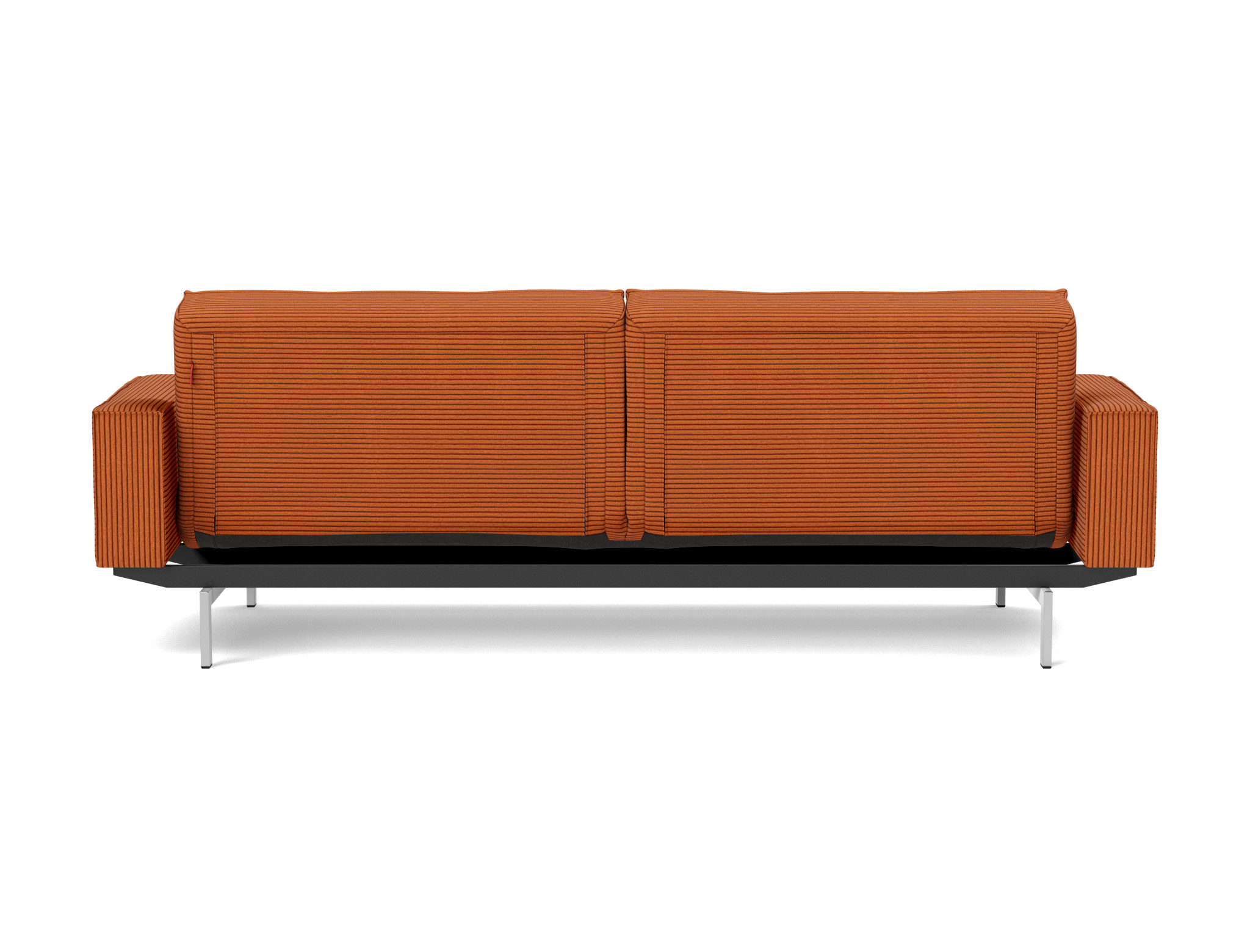 Schlafsofa Splitback mit Armlehnen Kord Corduroy 595-Burnt-Orange Beine Chrom