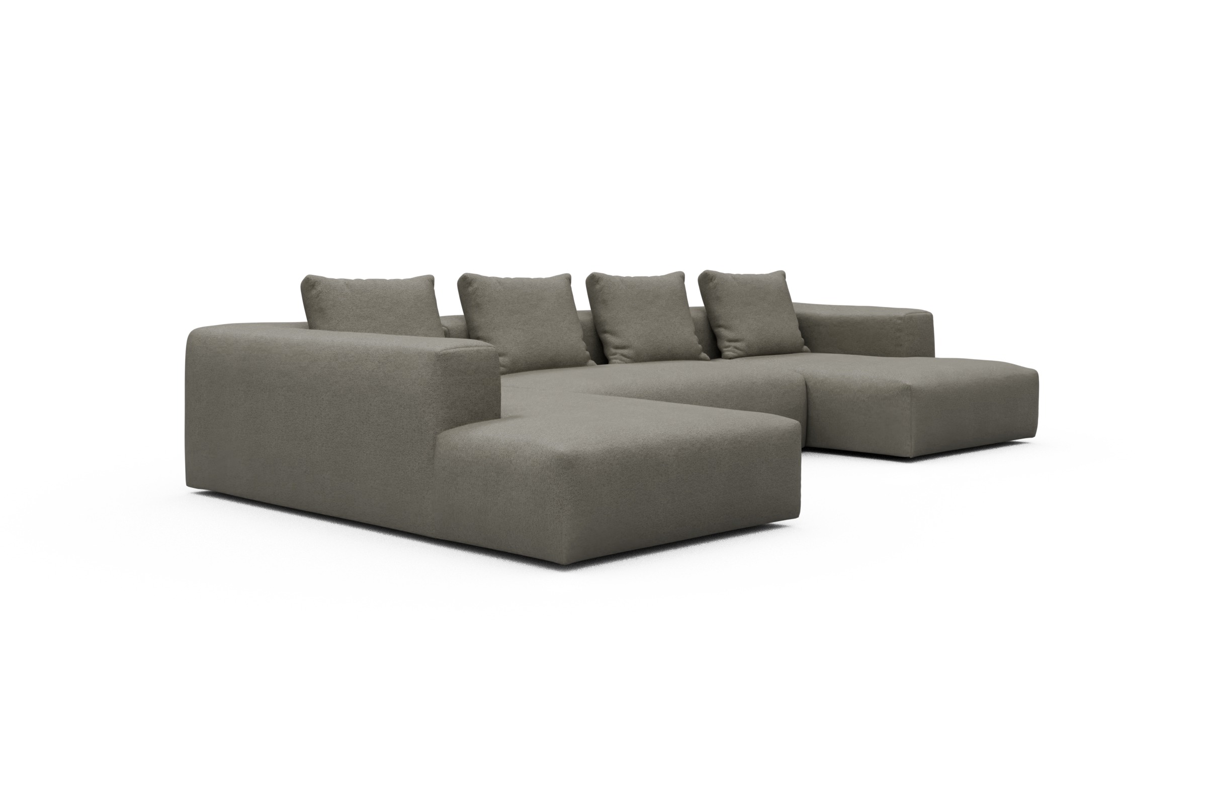 Wohnlandschaft Fred Relax-Ecke links mit 2-Sitzer und Chaiselongue rechts Strukturierter Stoff Denari 486-Warm-Grey
