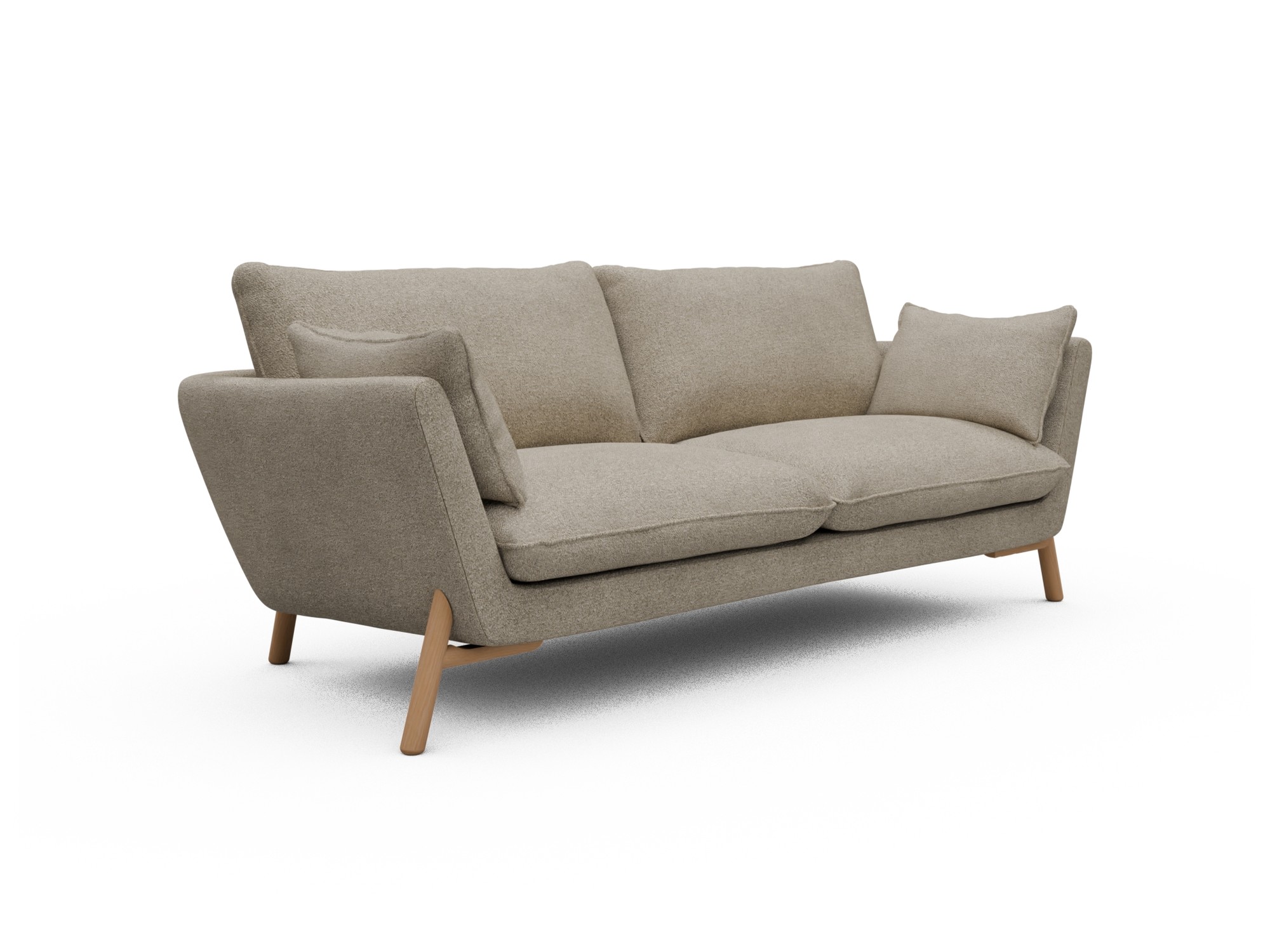 Skandi Home Sofa Emil 3-Sitzer Beinfarbe Eiche Natur Boucle-Beige moebelfaktor