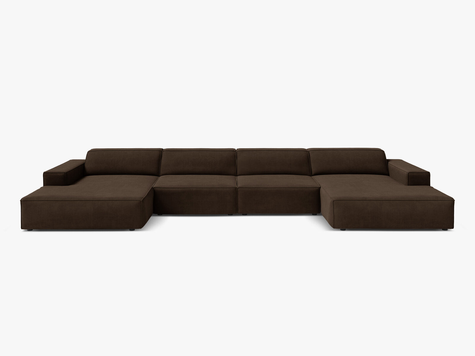 Micadoni Panorama-Sofa Jodie 6-Sitzer Samt Bluvel Dunkelbraun
