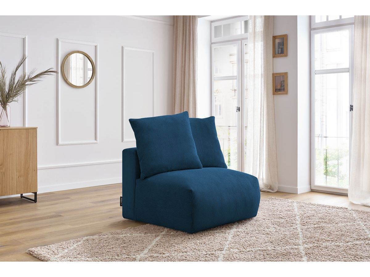 Bobochic Voltaire Sofamodul 1-Sitzer 90 × 100 cm Cordsamt Dunkelblau