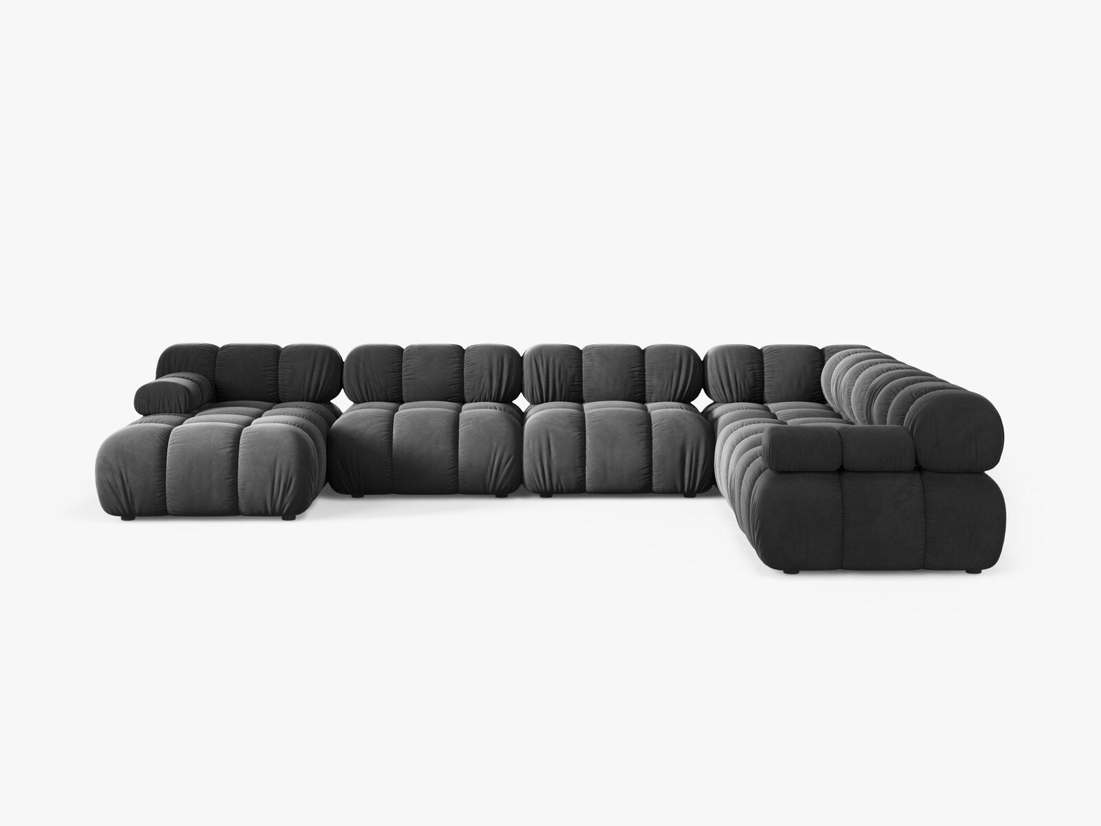 Micadoni Modulares Panorama Ecksofa Bellis 8-Sitzer Rechts Samt Venus Grau