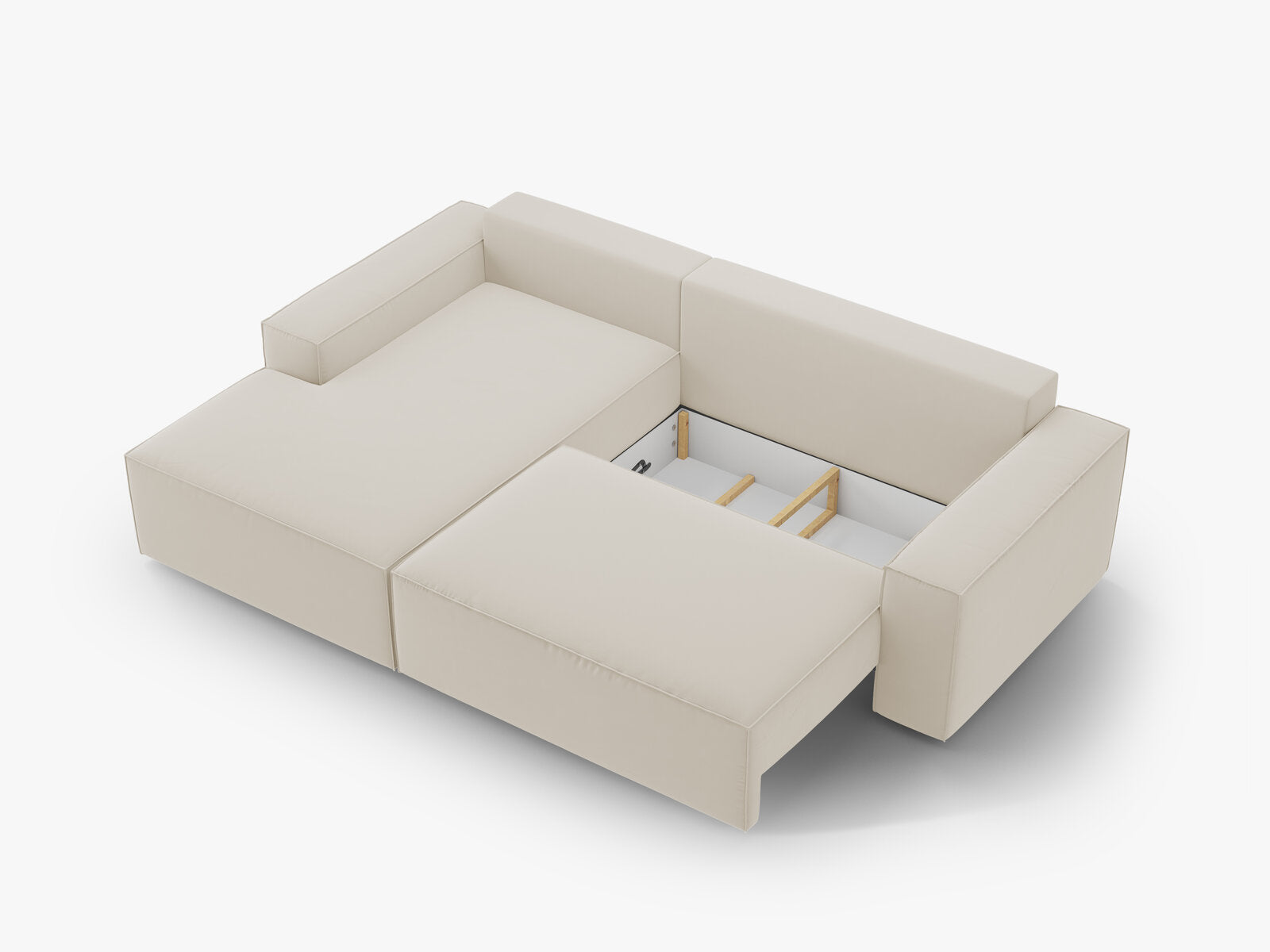 Micadoni Schlaf-Ecksofa Jodie 3-Sitzer Links Samt Dunkelbeige