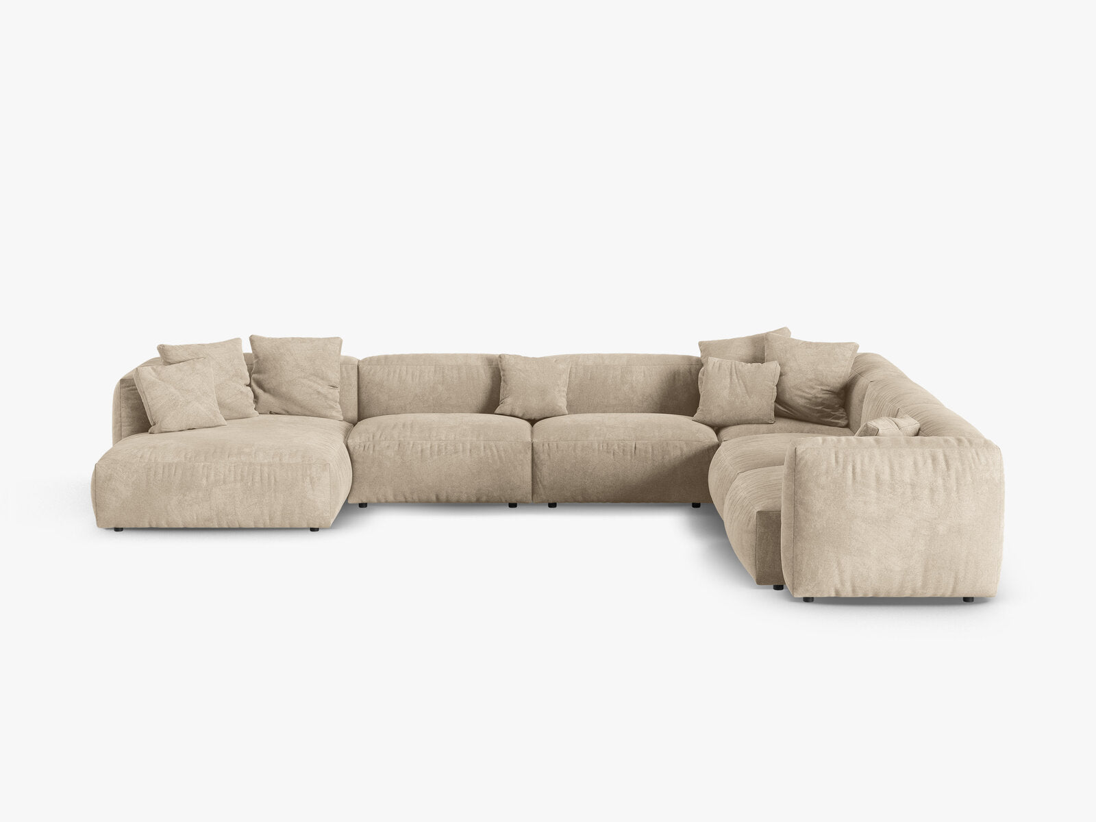 Micadoni modulares Ecksofa XL Martina 6-Sitzer 90cm Sitztiefe Rechts Samt Vogue Helles Beige