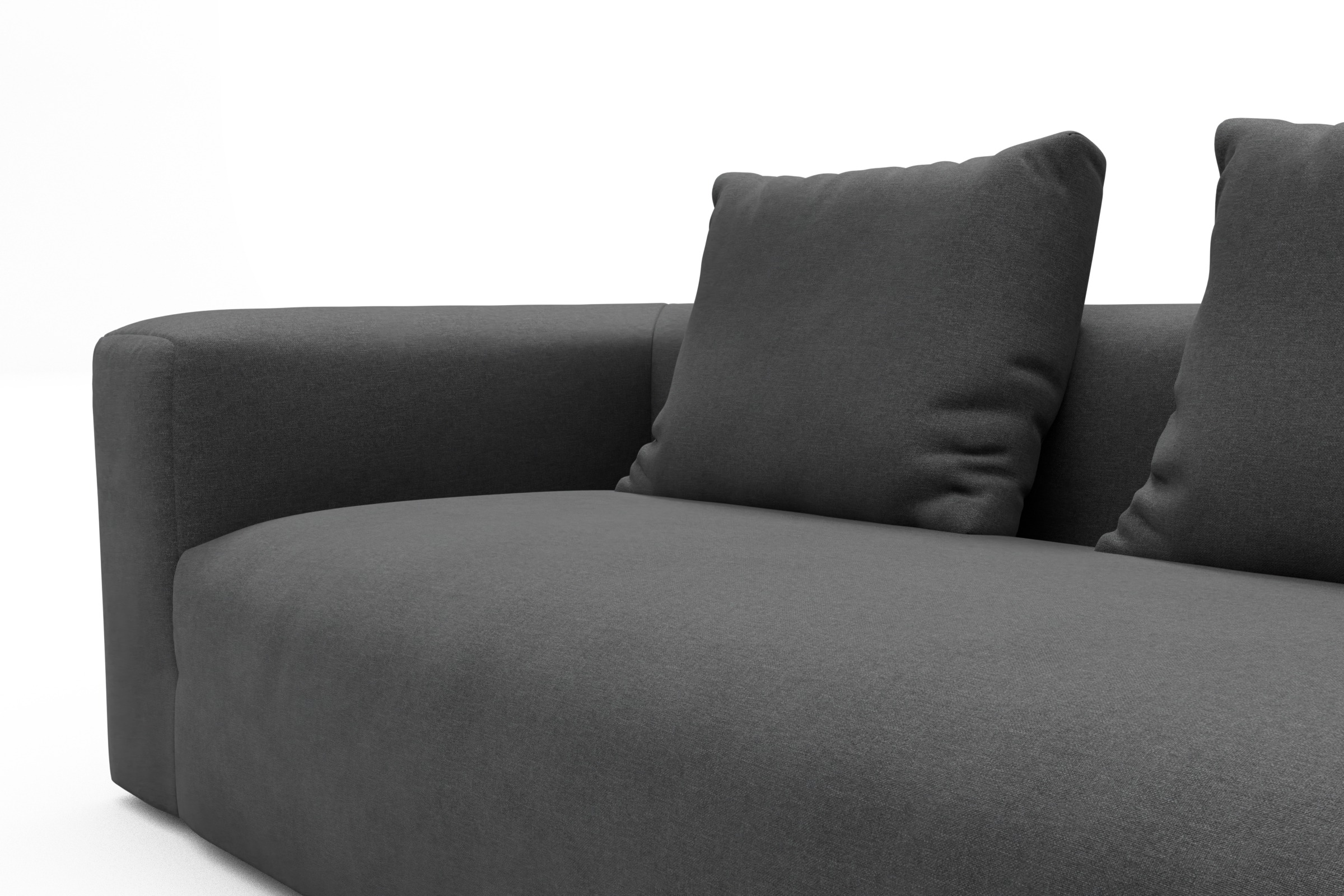 Wohnlandschaft Fred Chaiselongue rechts mit 2-Sitzer und lange Armlehne links Satya-Zinc