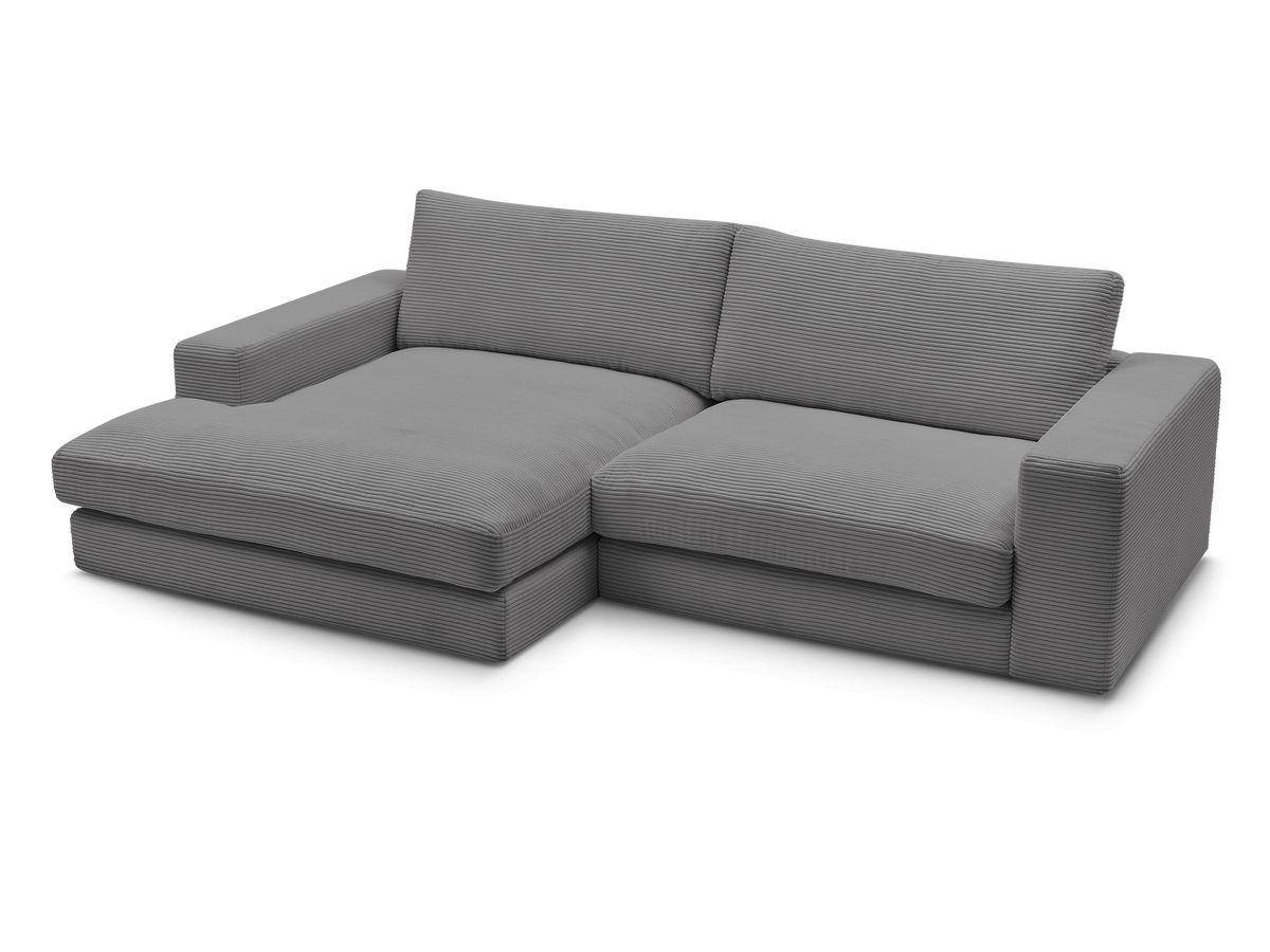 Bobochic Leonard Ecksofa 234 × 159 cm Cordsamt Dunkelgrau Ecke links