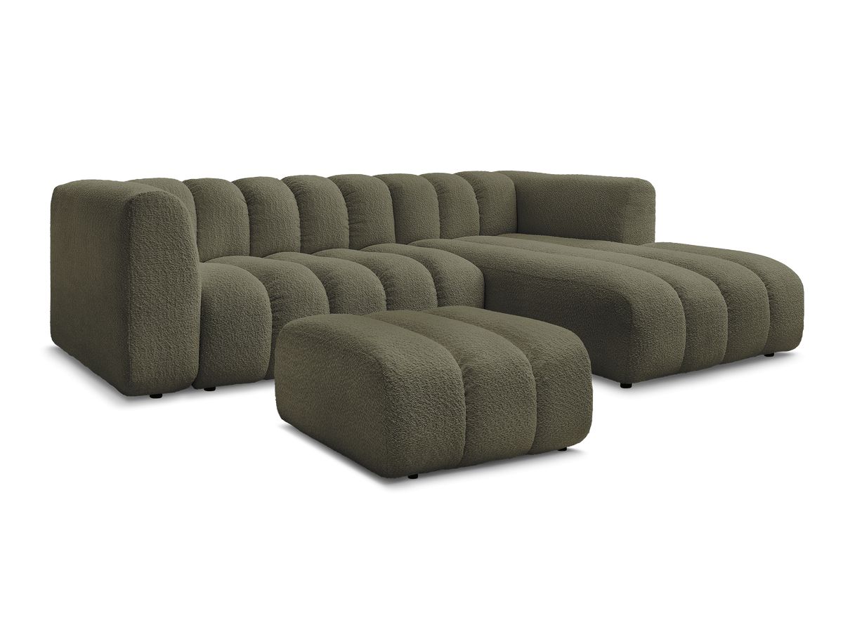 Bobochic Talia Ecksofa mit Pouf Bouclé-Stoff Grün Ecke rechts