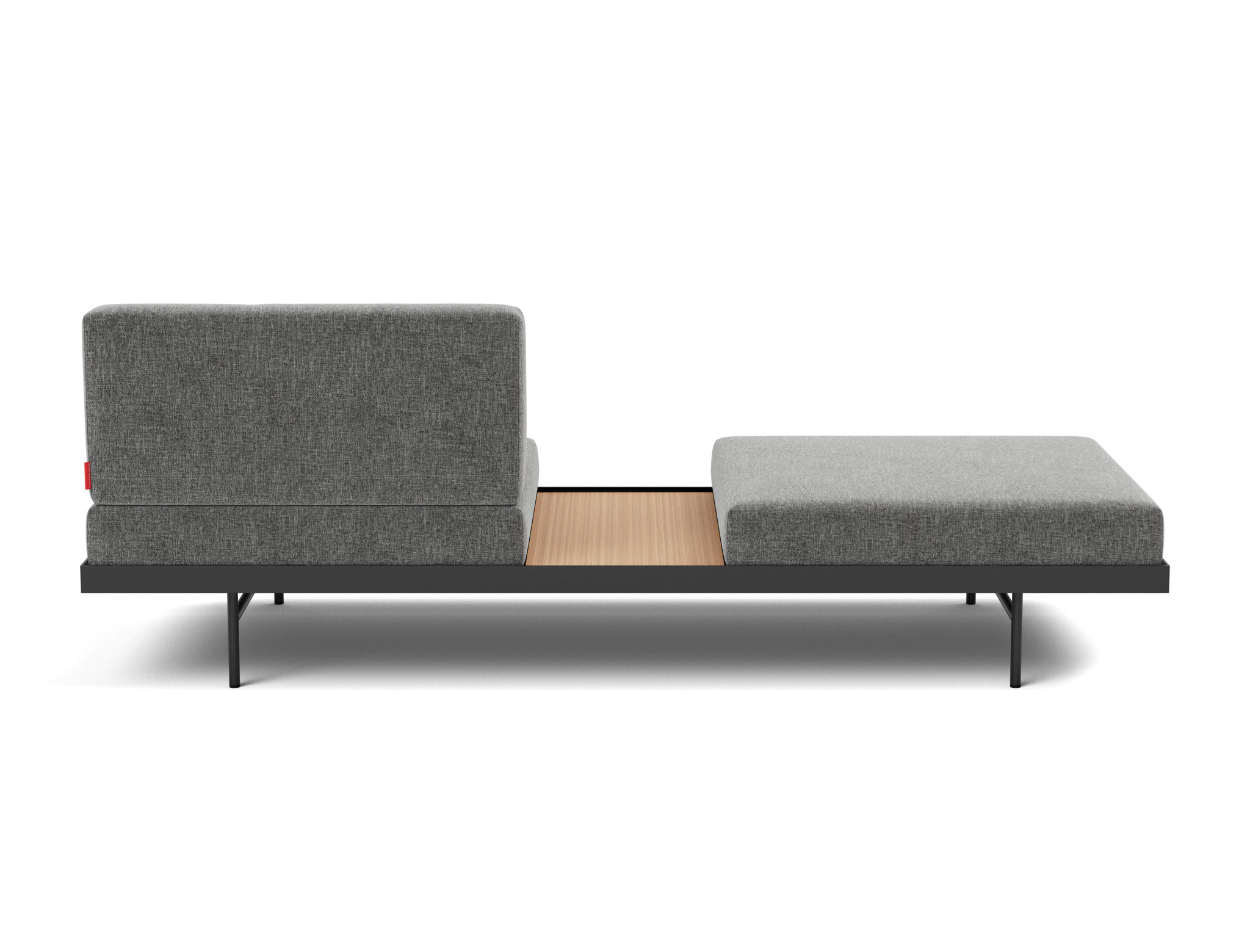 Tagesbett Puri Strukturierter Stoff Twist 563-Charcoal Beine mit Eichentisch