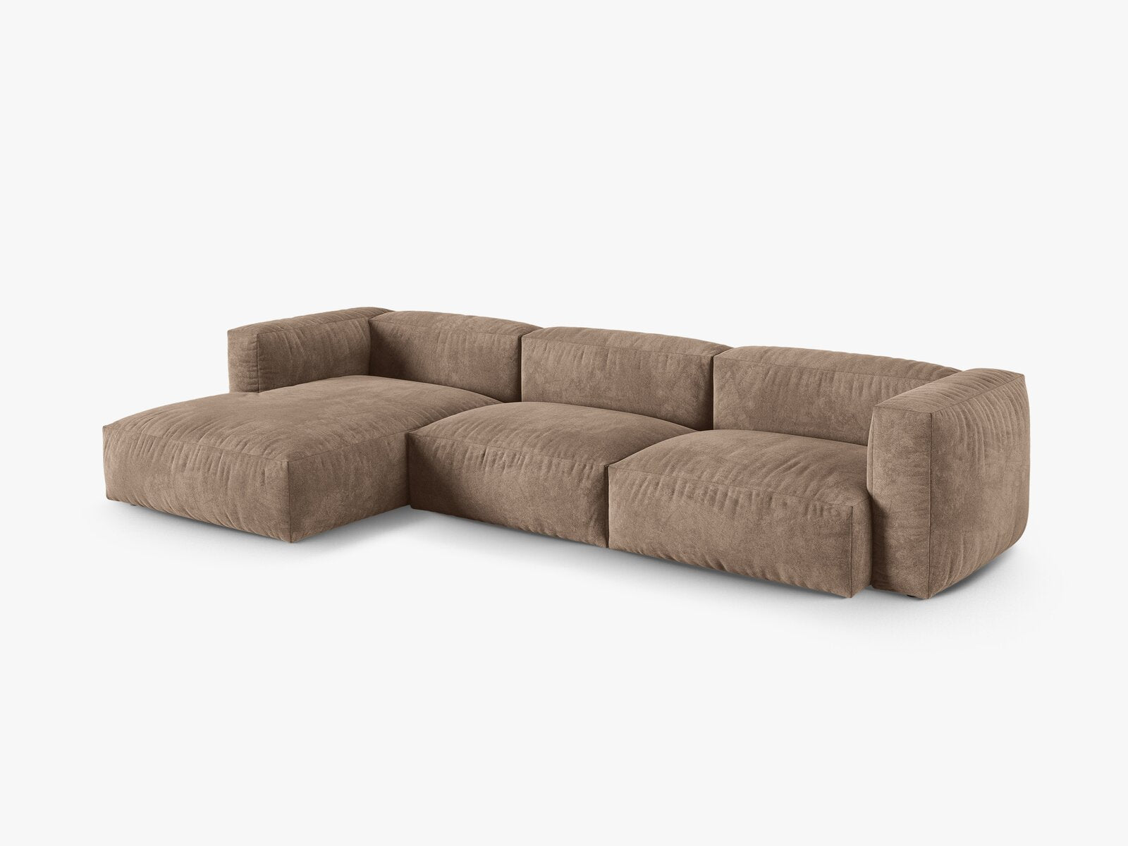 Micadoni Ecksofa Martina 3-Sitzer 90cm Sitztiefe Links Samt Vogue Dunkelbeige