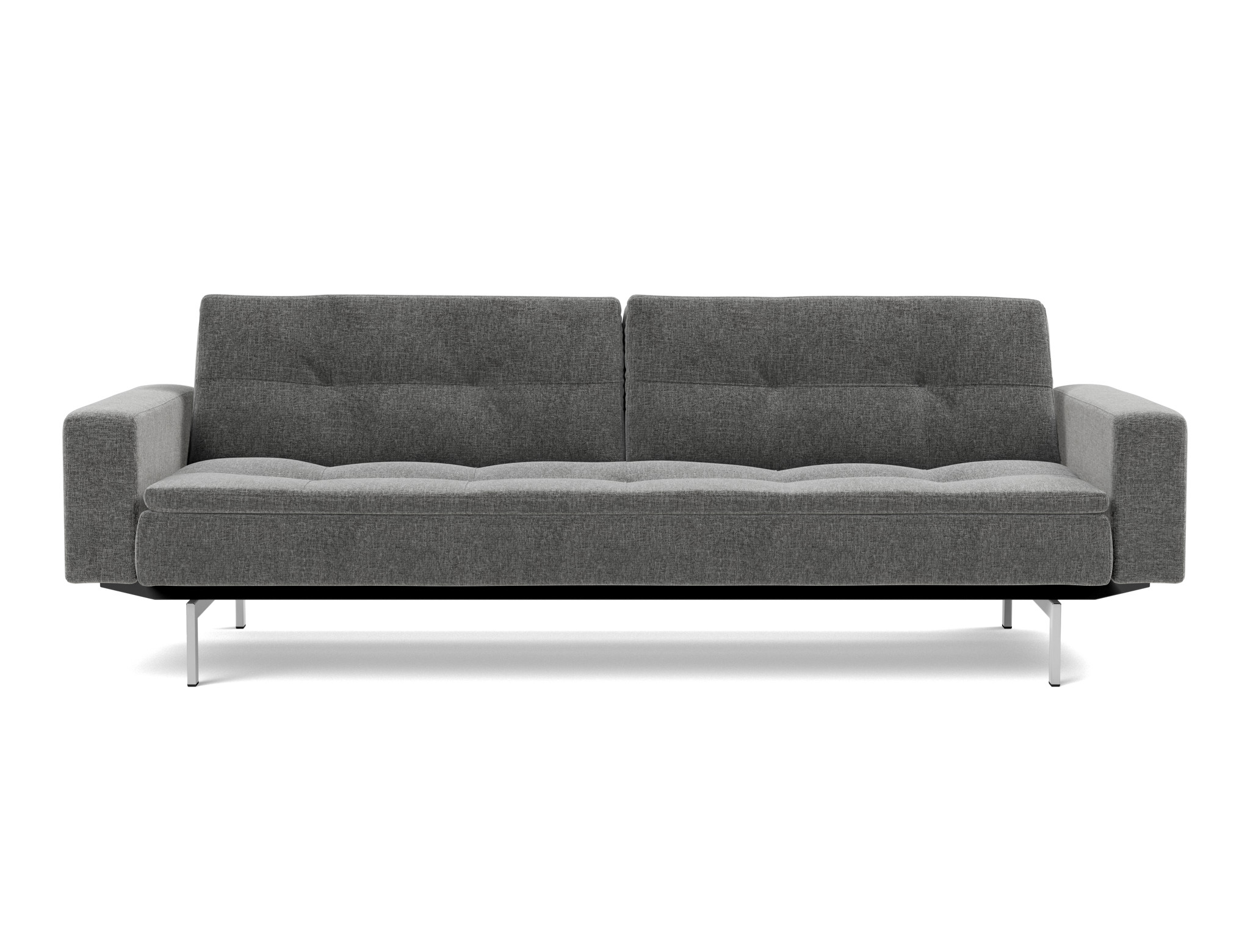 Schlafsofa Dublexo mit Armlehnen Strukturierter Stoff Twist 563-Charcoal Beine Chrom