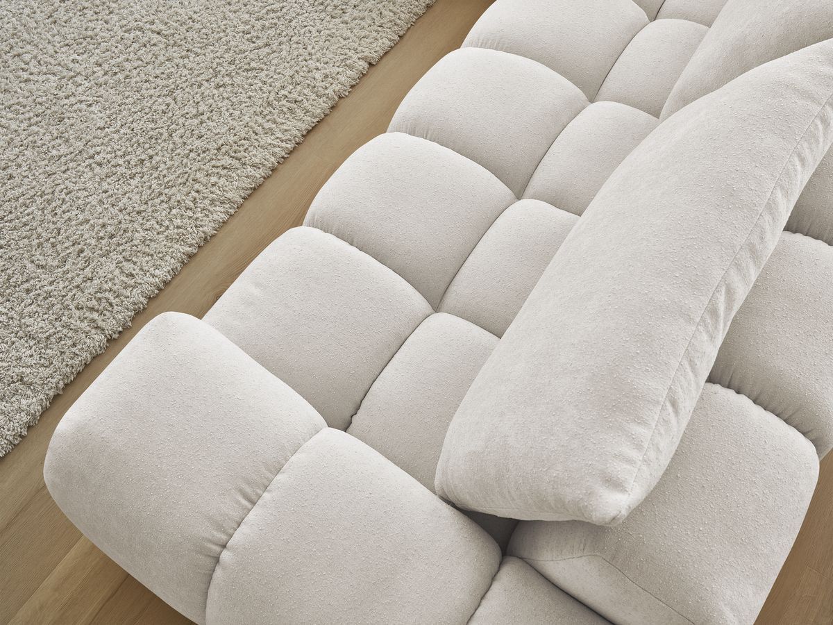 Bobochic Everest Ecksofa, 4 Kissen Strukturstoff Weiß Ecke links