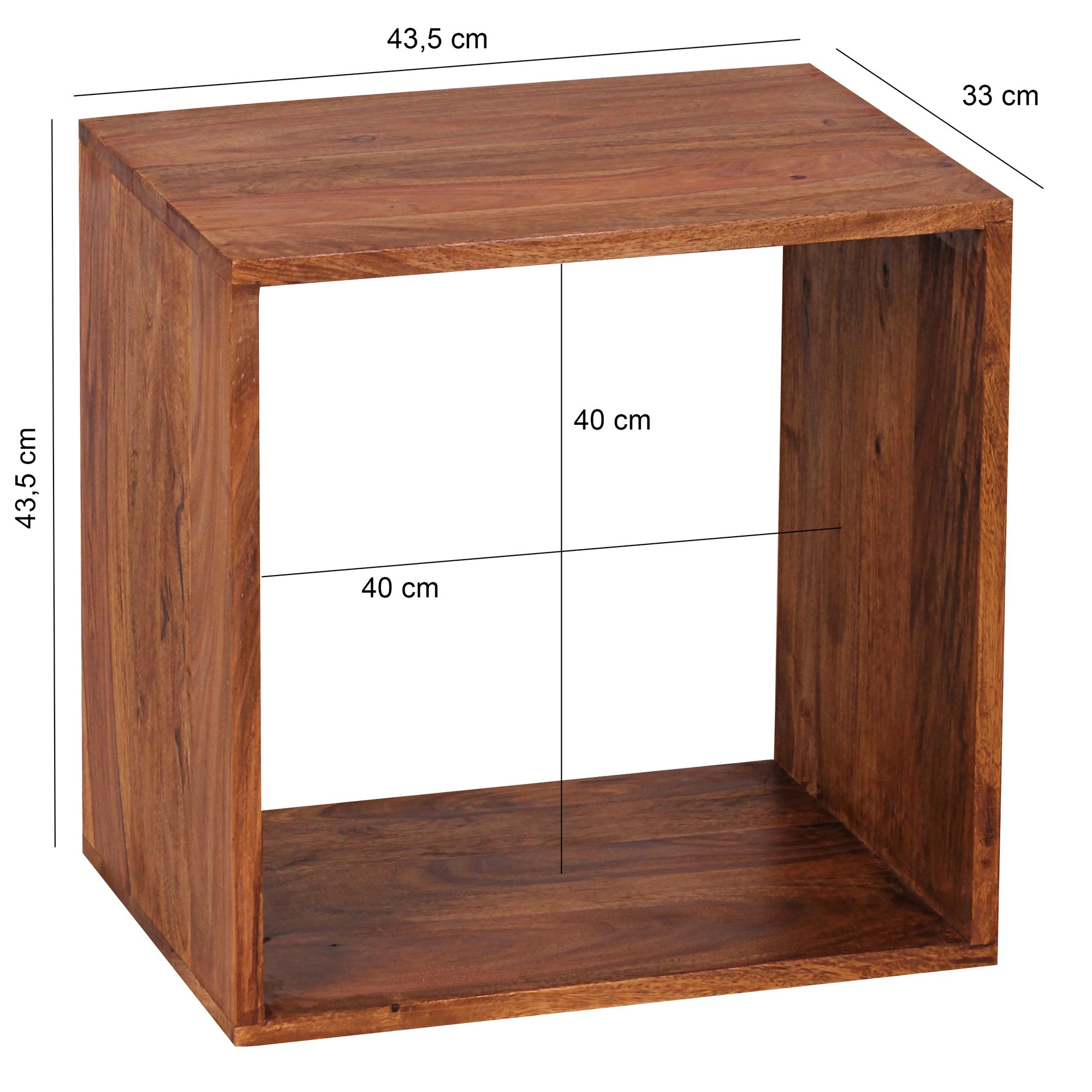 Standregal Aalvik Massivholz Sheesham 43,5 × 33 × 43,5 cm