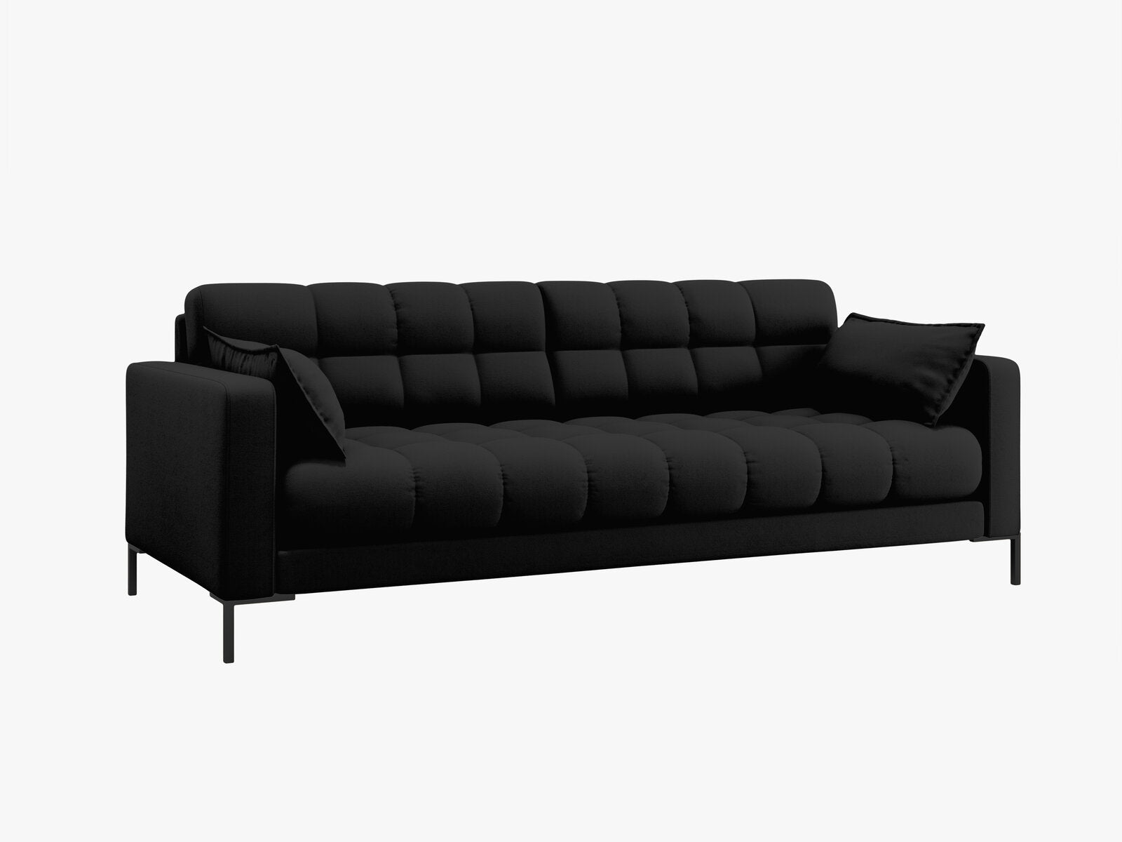 Micadoni Sofa Mamaia 4-Sitzer Strukturierter Stoff Neve Schwarz schwarze Beine