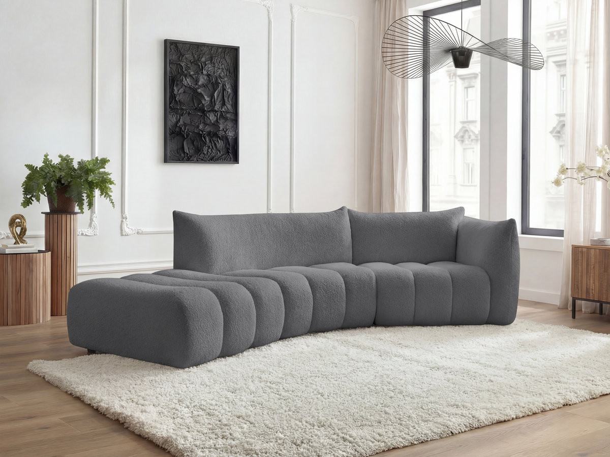 Bobochic Azra Ecksofa 325 × 112 cm Bouclé-Stoff Dunkelgrau Ecke rechts