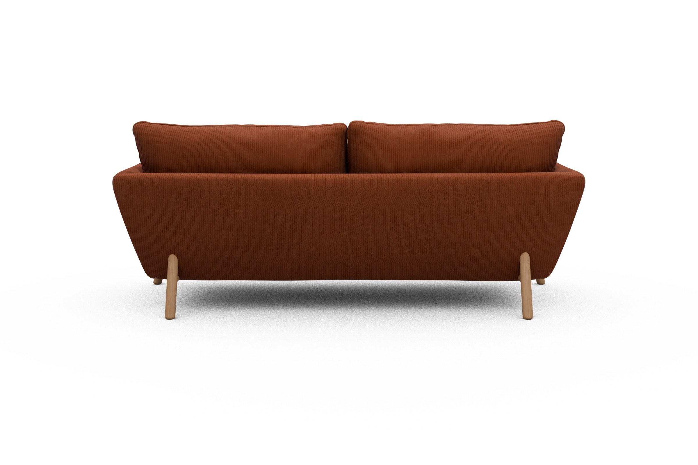 Sofa Emil 3-Sitzer Beinfarbe Eiche Natur Corduroy-Burnt-Orange
