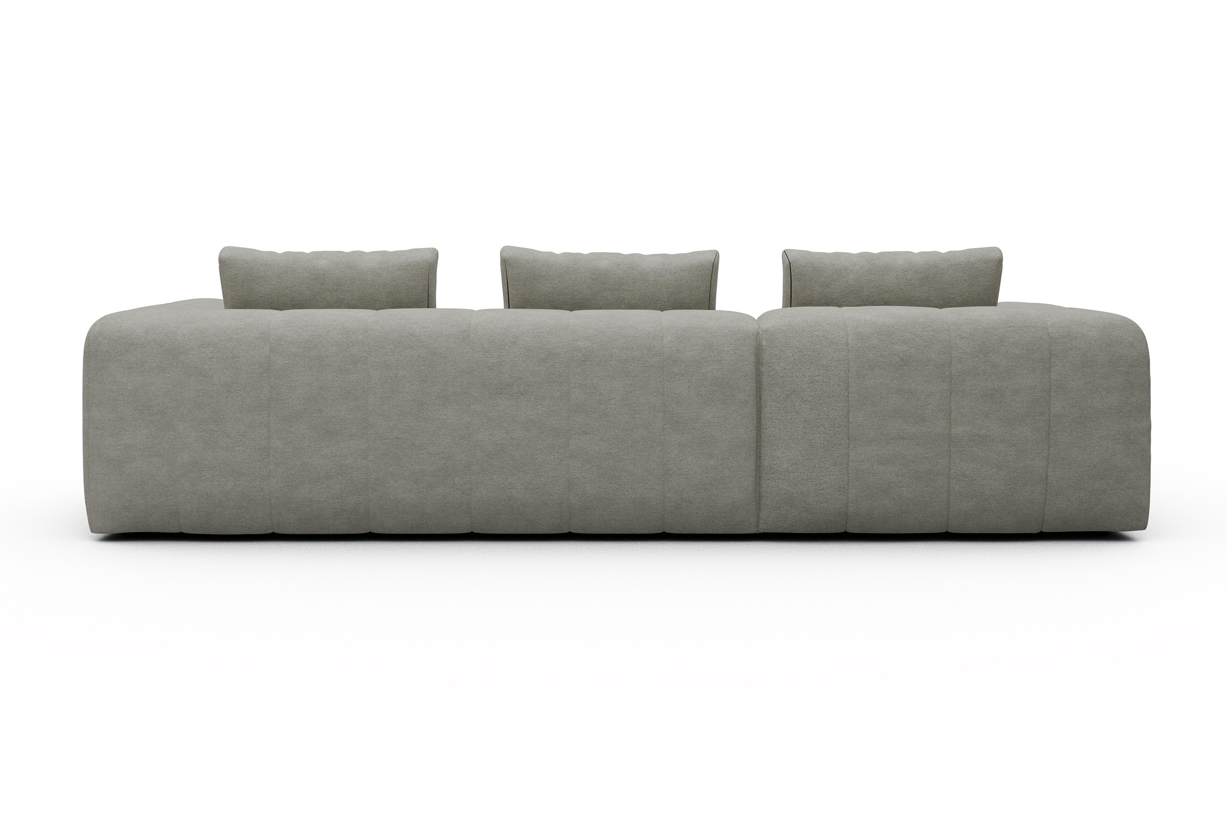 Ecksofa Hugo 2,5-Sitzer Armlehne rechts mit Chaiselongue Carreno-Moon-Stone-White