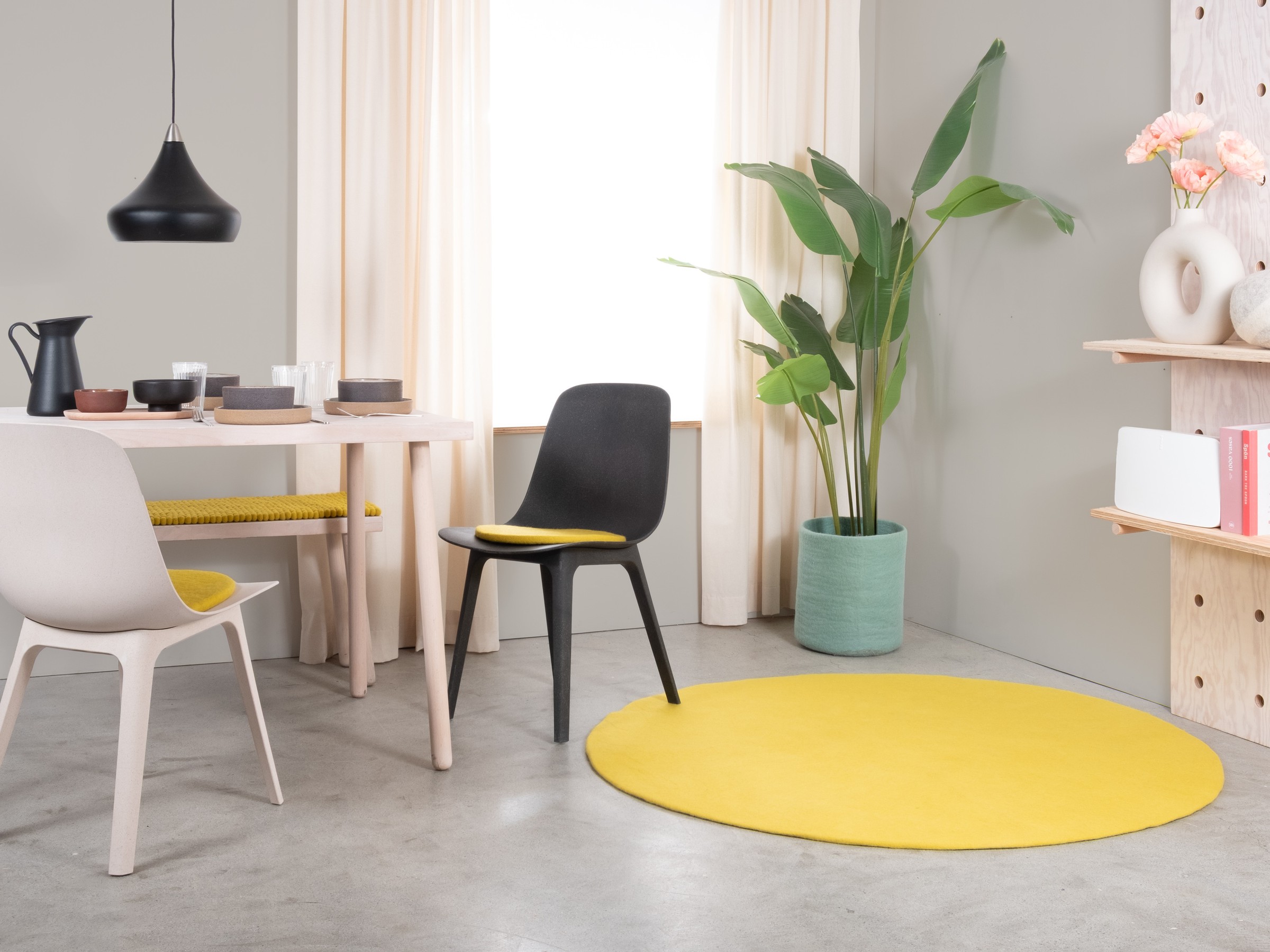 myfelt Kata Filzteppich Gelbgrün rund Ø 50 cm