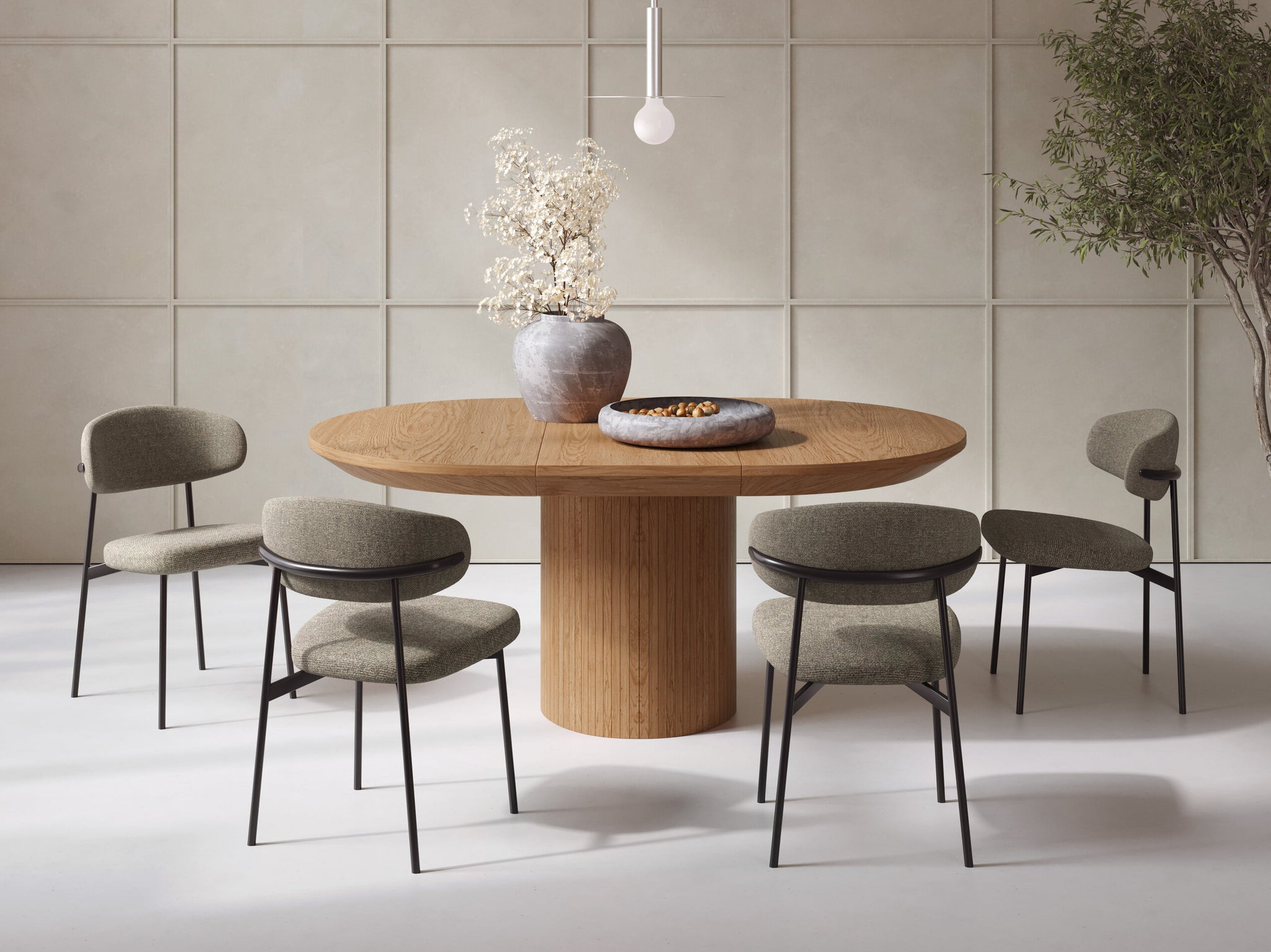 Micadoni 6-Sitzer Tisch Nicole Holz Natürliches Eichenfurnier und Eiche