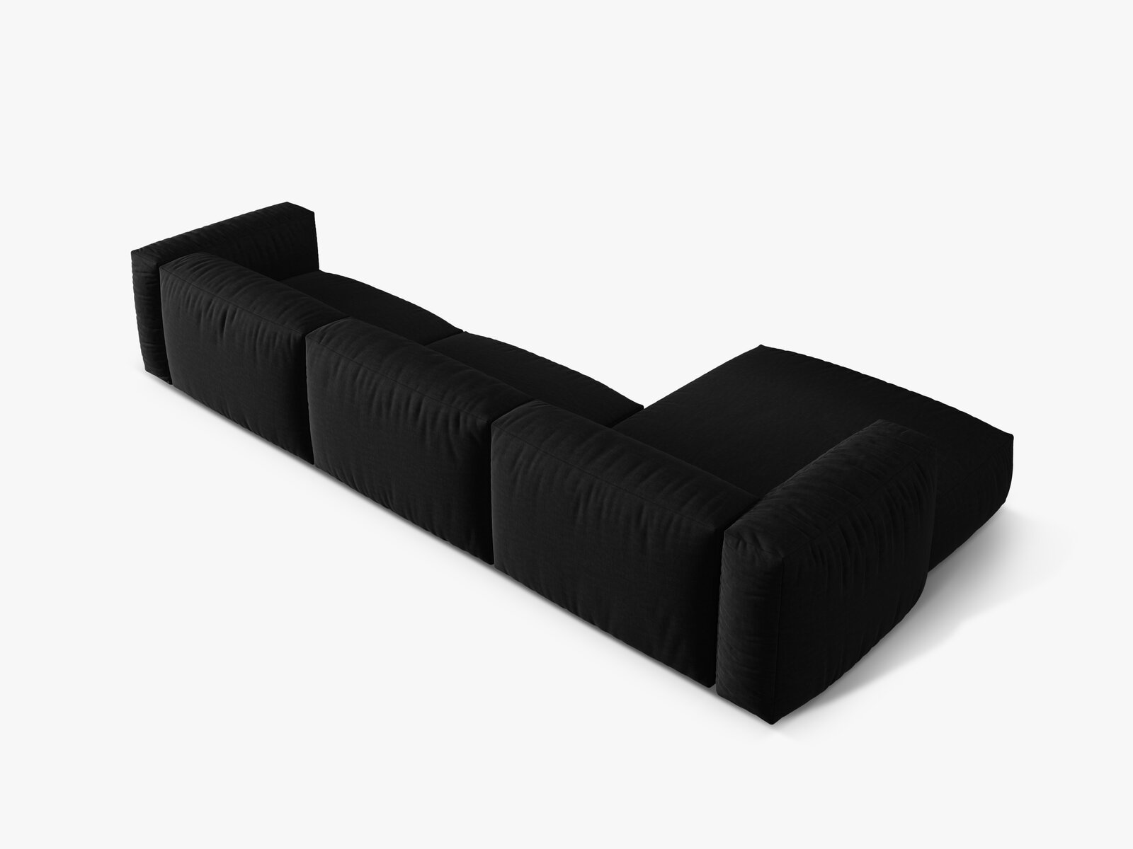 Micadoni Ecksofa Martina 3-Sitzer Links Strukturierter Stoff Boston Schwarz