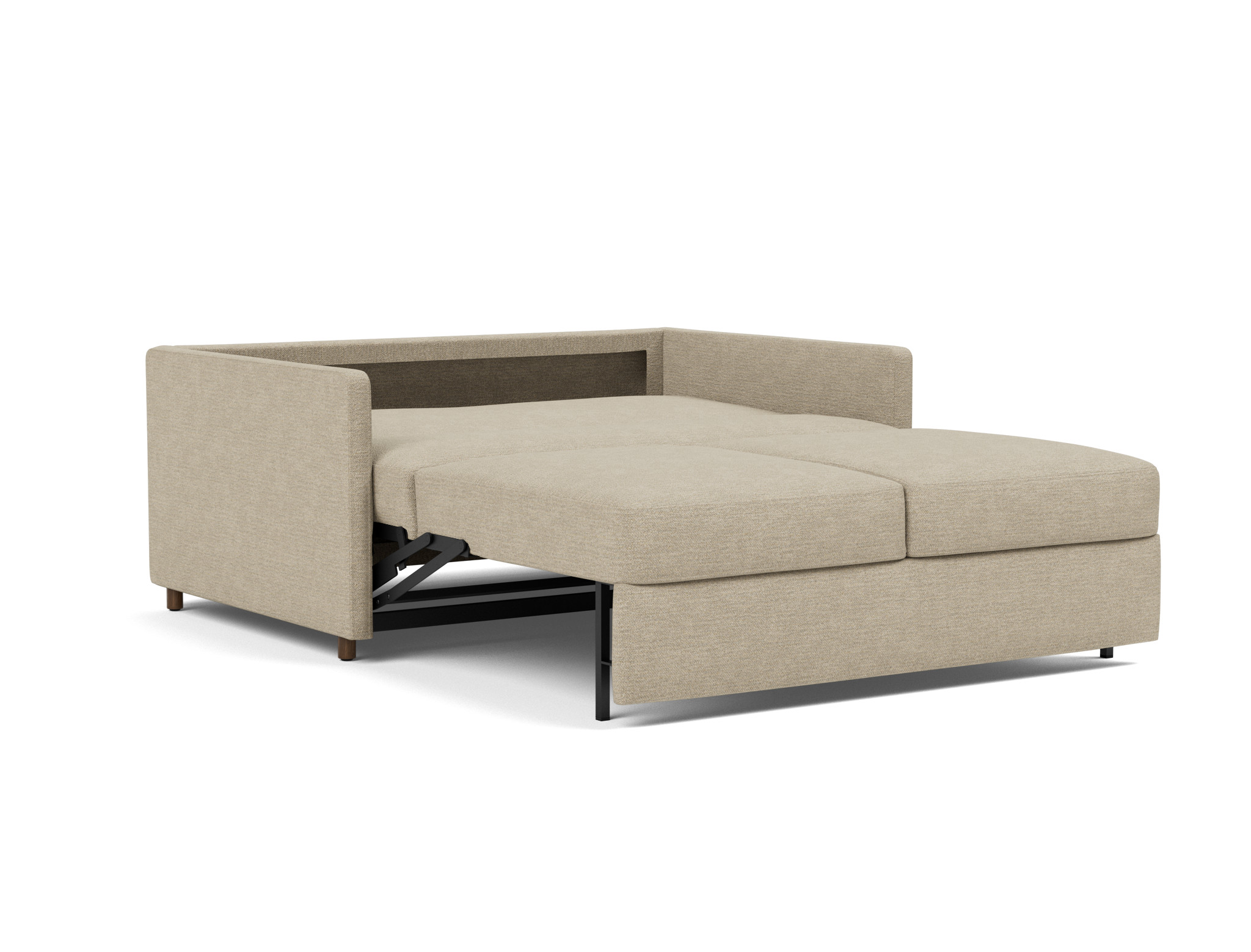 Schlafsofa Neah mit Slim-Armlehnen 140 Strukturierter Stoff Taura 356-Sand